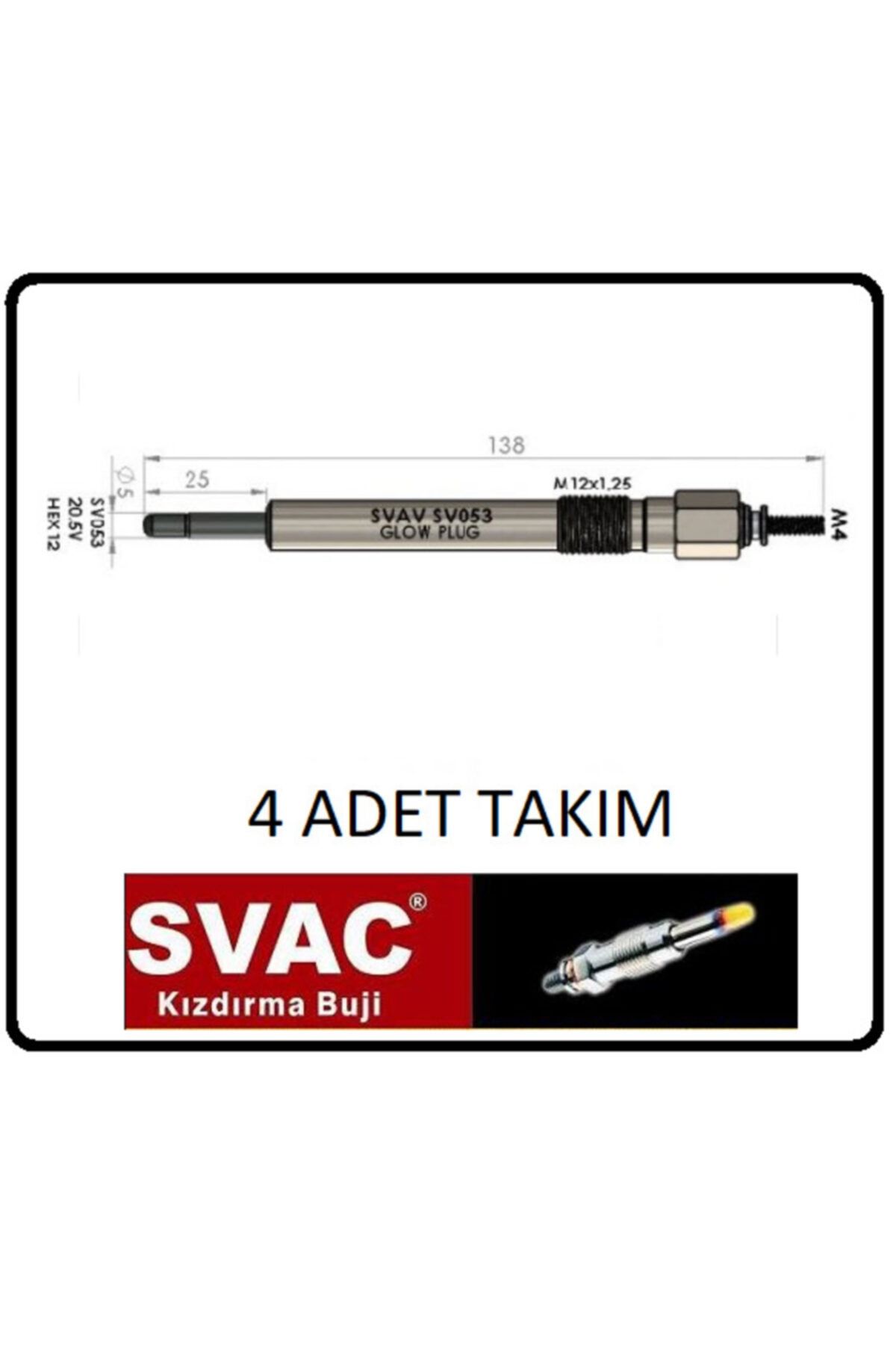 SVAC Kızdırma Bujisi 23v Isuzu Npr Şampiyon 053 -4 Adet Takım Oem No: 1825130430