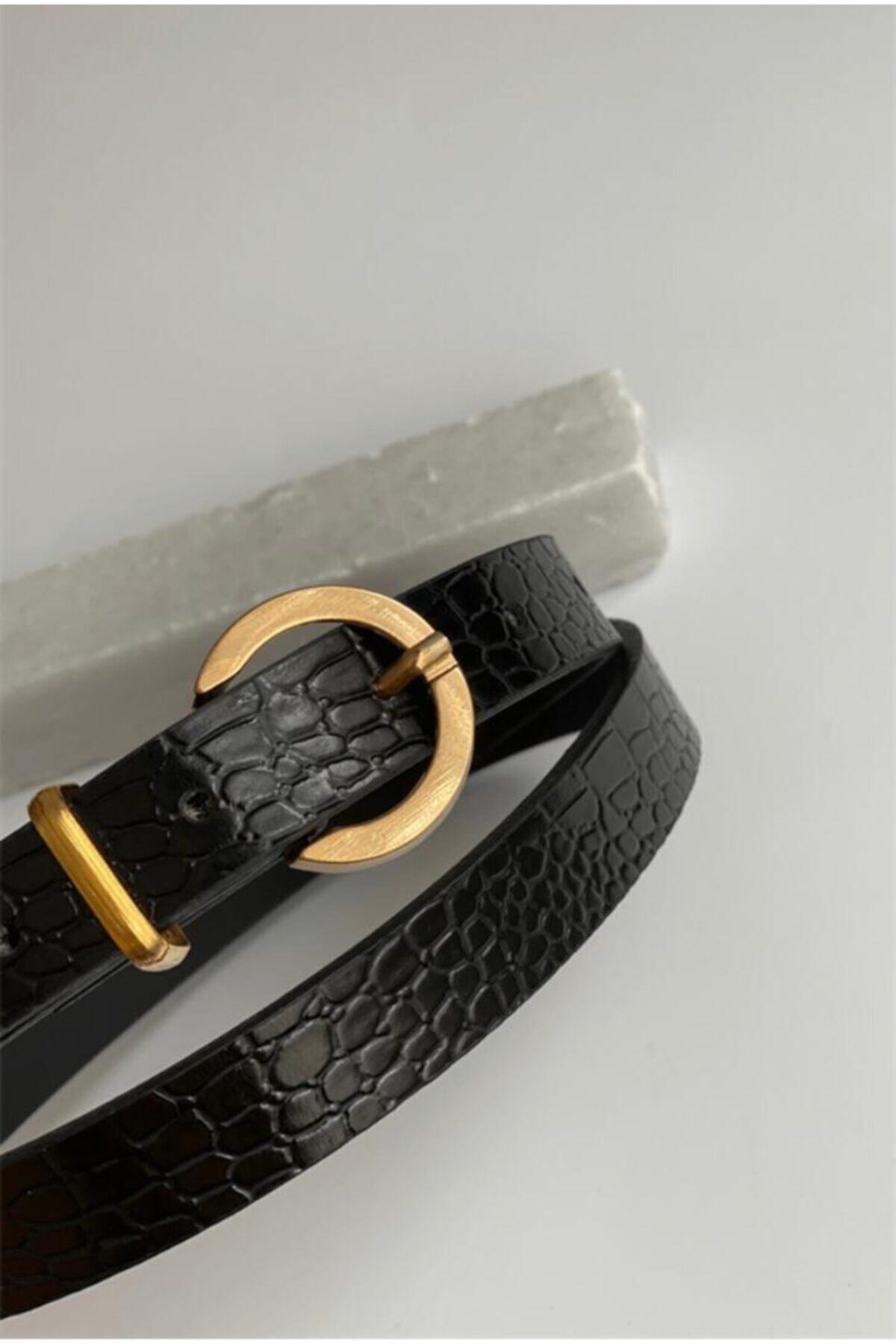 Fiori C Tokalı Demir Köprülü Kroko Deri Kemer