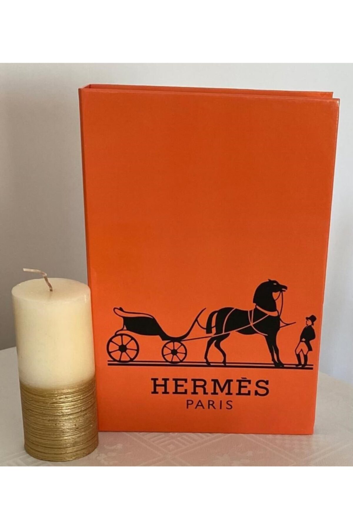 PRESTİJ HOME DEKOR Turuncu Hermes Dekoratif Kitap Kutusu 27x19x4