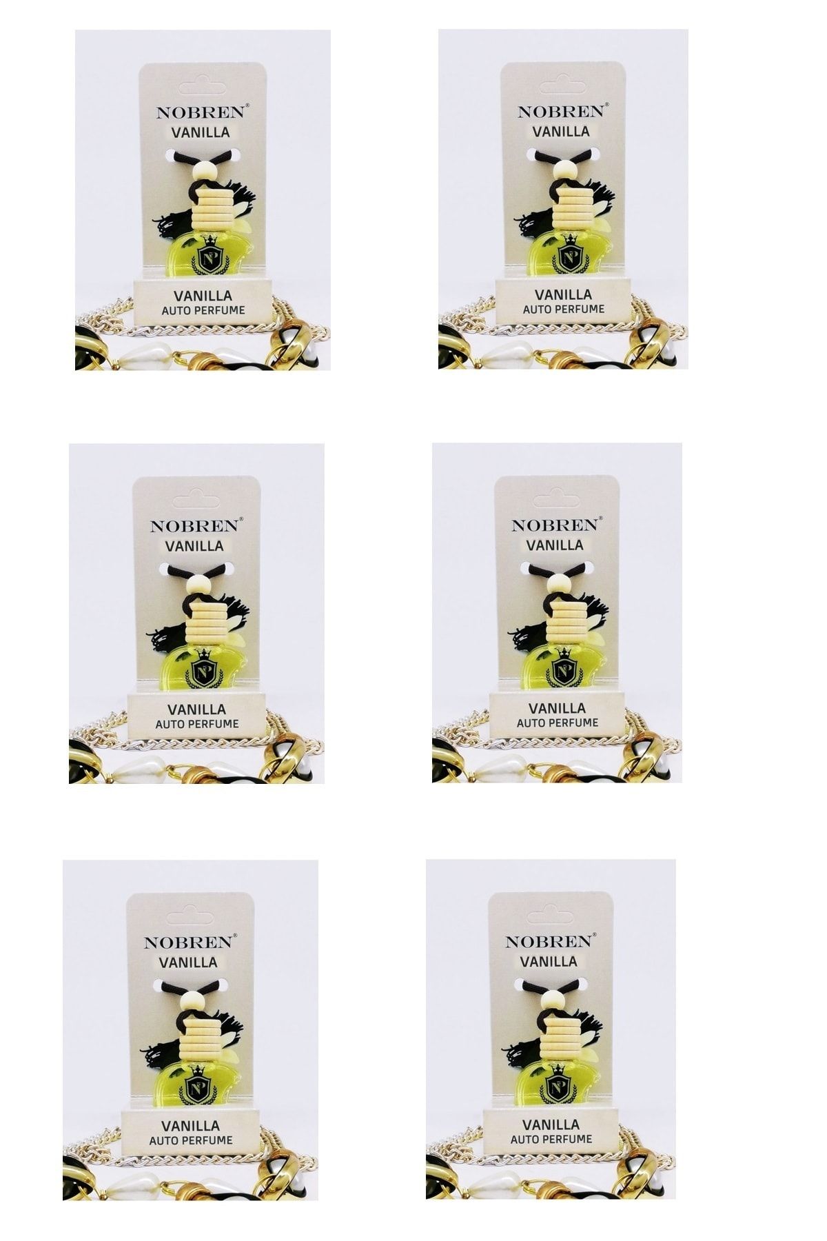 NOBREN Parfüm Vanılla 12 Ml. Askılı Araba Kokusu 6'li Set