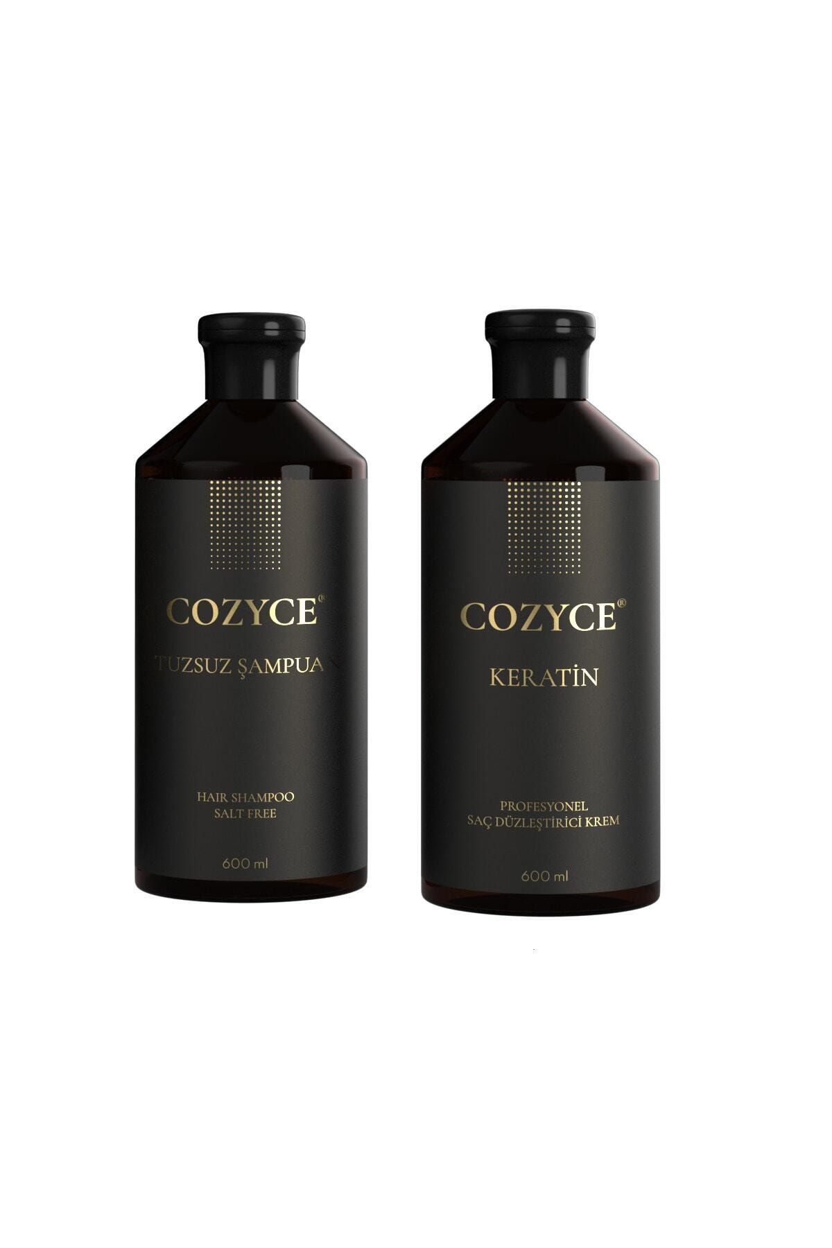 Cozyce Tuzsuz Şampuan 600 Ml + Brezilya Fönü Keratini 600 Ml Saç Düzleştirici Keratin Set