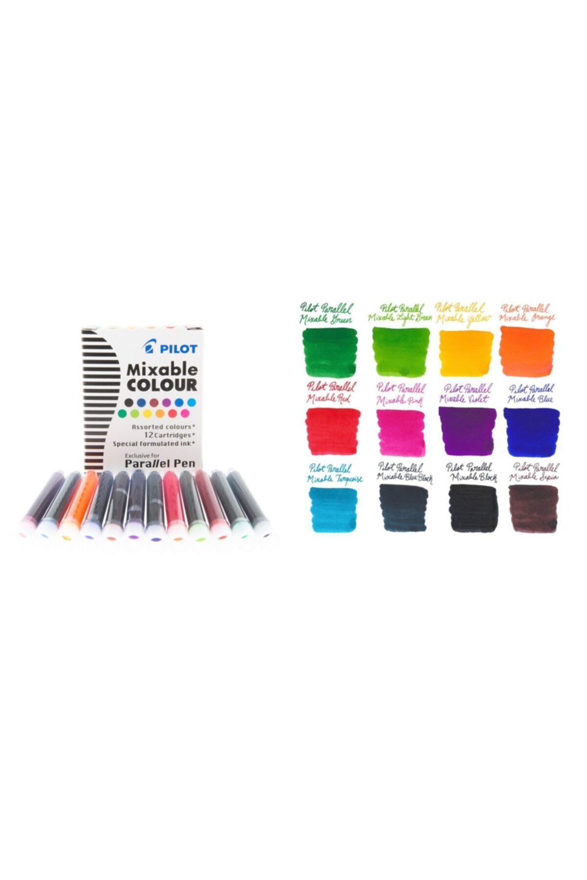 Pilot Pılot Mixtable Colour 12 Renk Parallel Pen Kartuş
