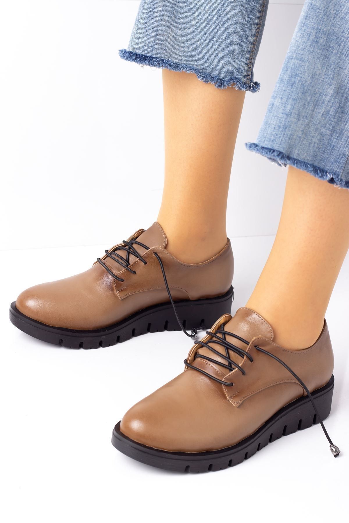 Lal Shoes & Bags Kadın Losgen Kasın Oxford Ayakkabı Vizon