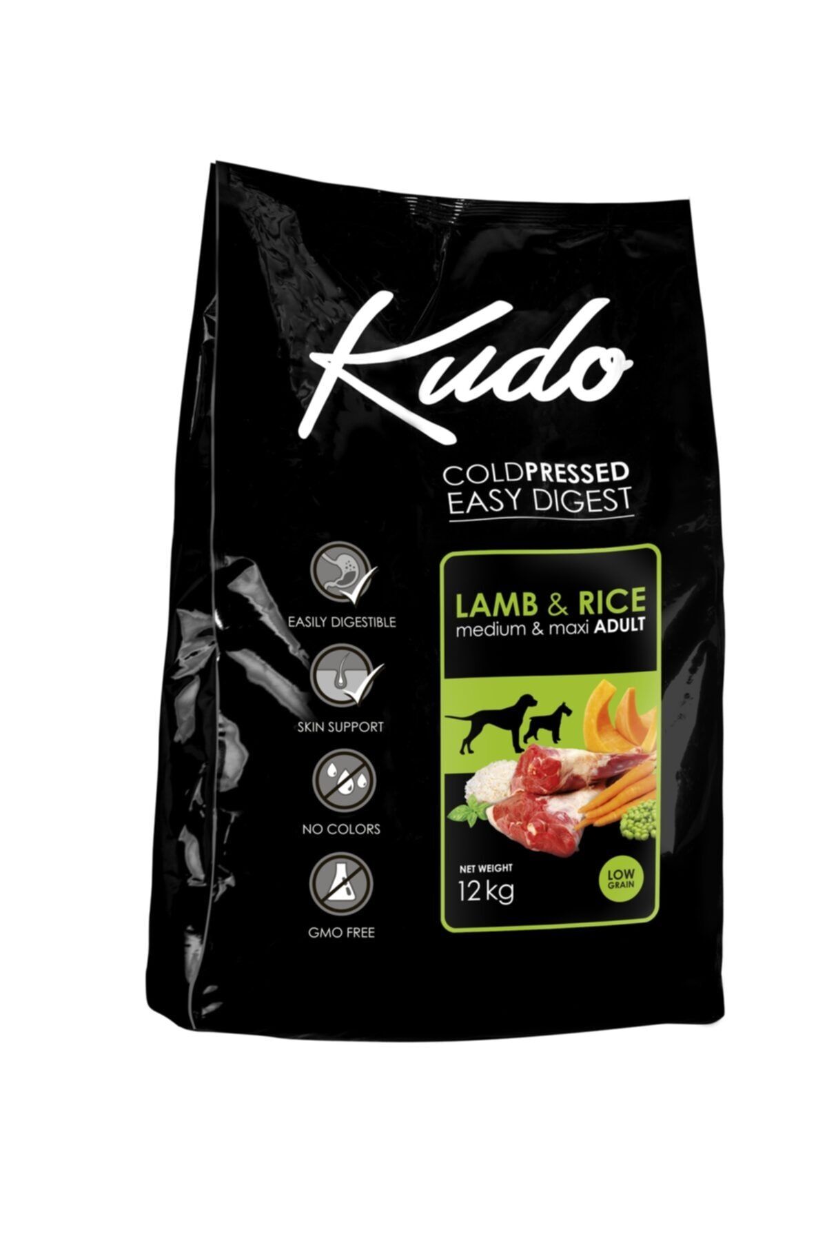 Kudo Soğuk Sıkım, Kuzu Etli Orta Büyük Irk Köpek Maması 12kg 00295