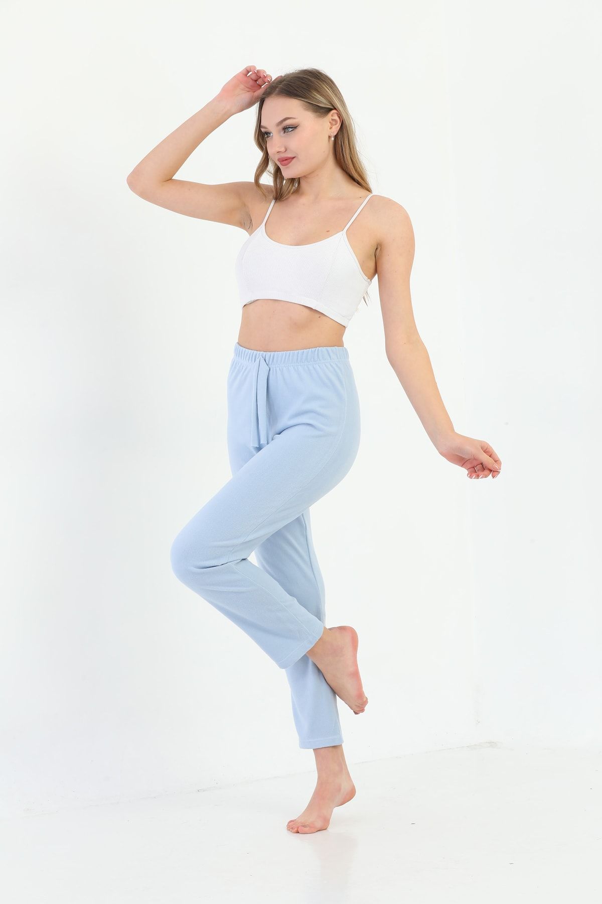 Arvin Pijama Women s Blue Solid Color Thermal Pajama Bottoms