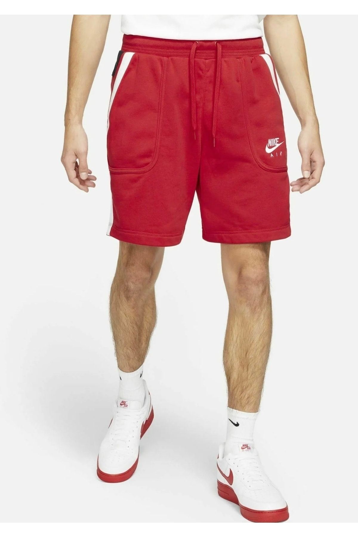 Red nike 2025 fleece shorts mens