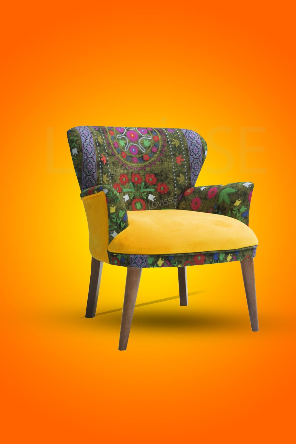 LOVİSSE HOME Otantik - Etnik Desen Berjer - Misafir, Bekleme Koltuğu,ofis, Cafe , Çay Seti Berjer