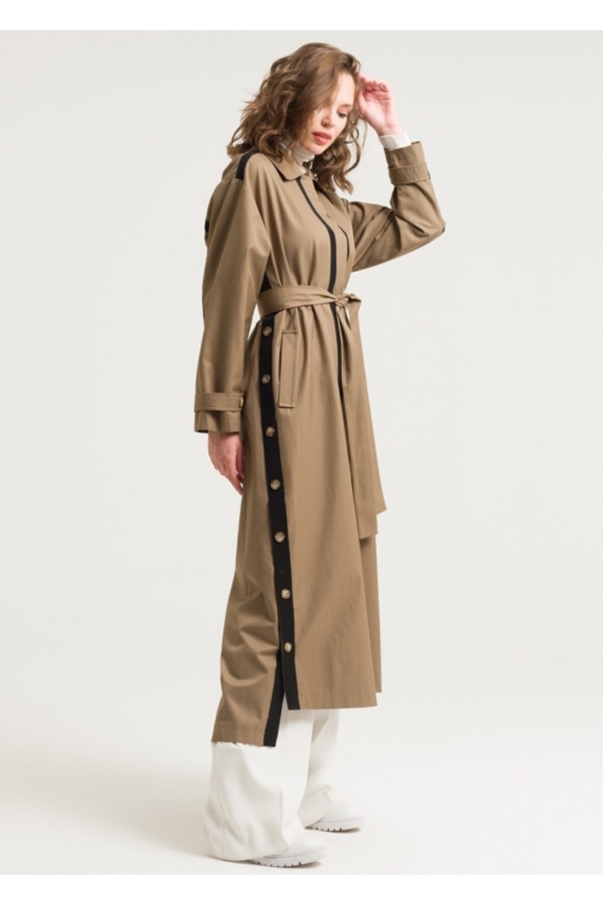 Armağan Grogren Şerit Detaylı Pardesü