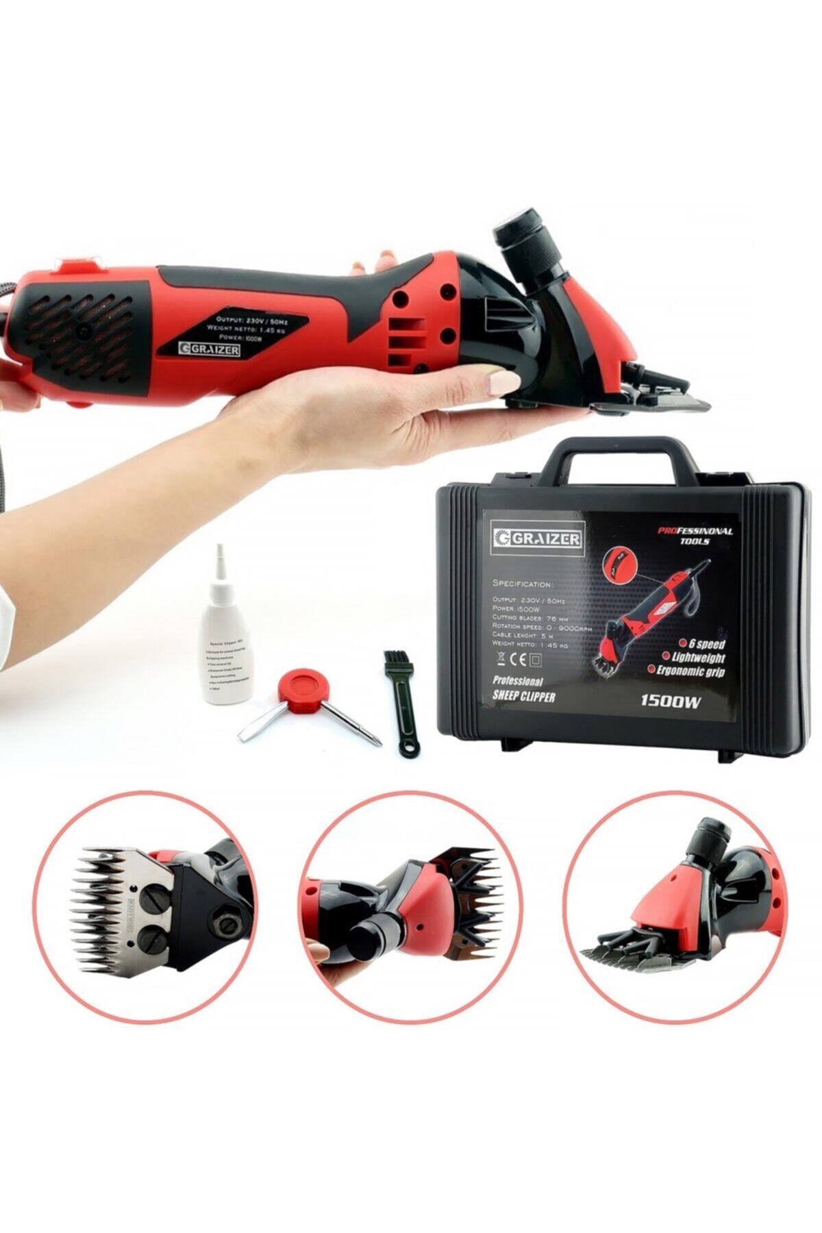 Graizer Alman 1500 Watt Sjs Çift Metal Şanzuman Koyun Keçi Kirkma Kirpma Makinesi