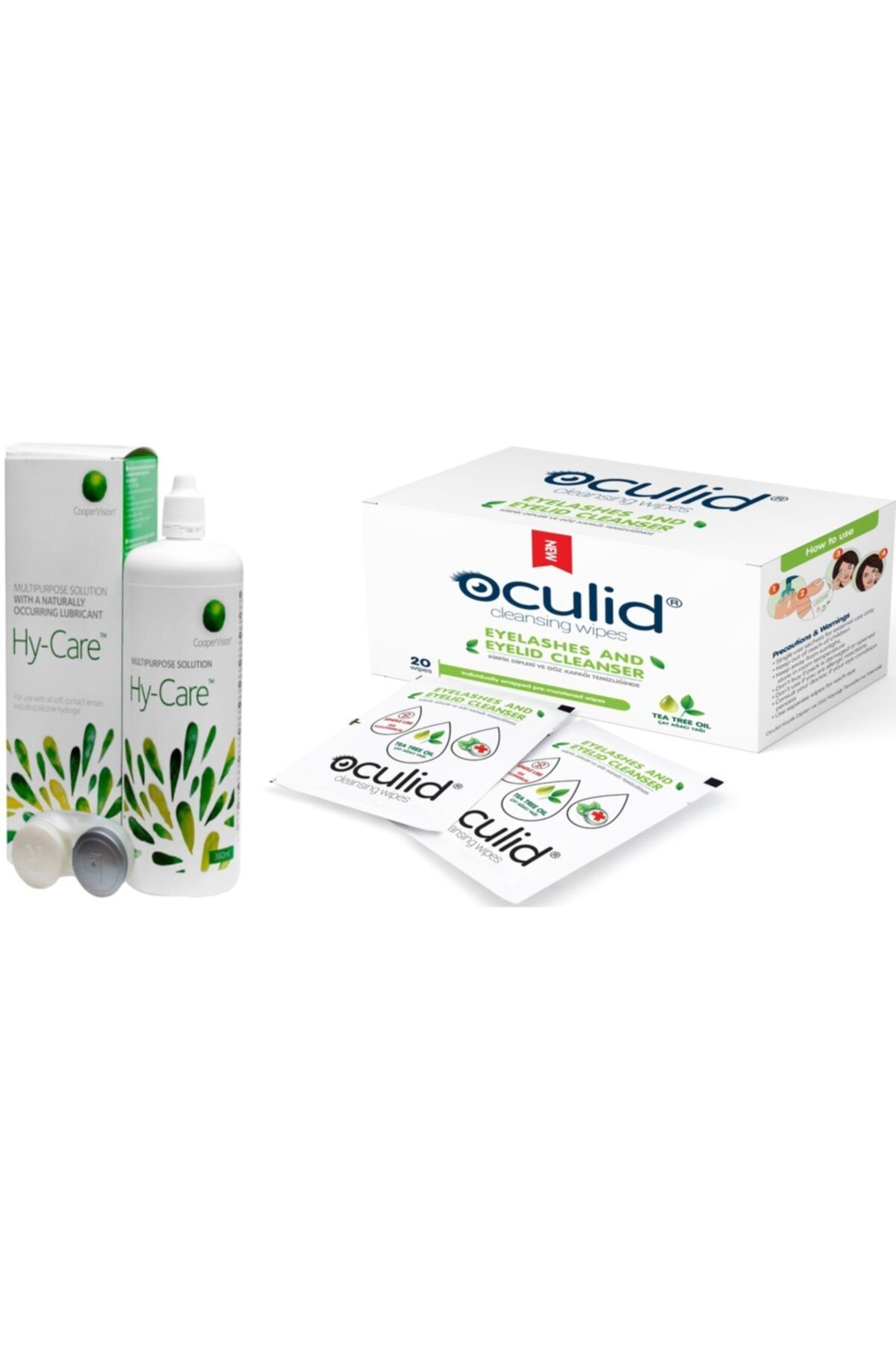 Cooper Hy-Care 360 ml Solüsyon ve Oculid Kirpik Dibi Ve Göz Temizlik  Mendili