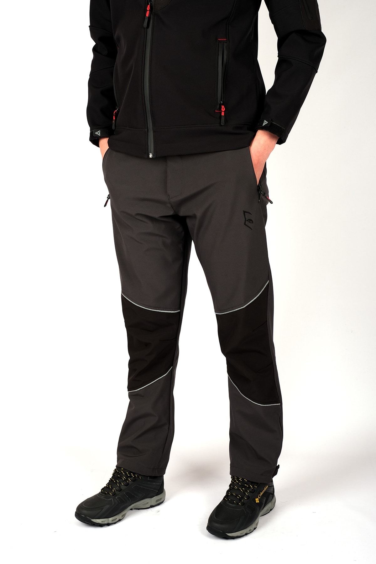 bombe Outdoor Softshell Erkek Pantolon Gri-Siyah