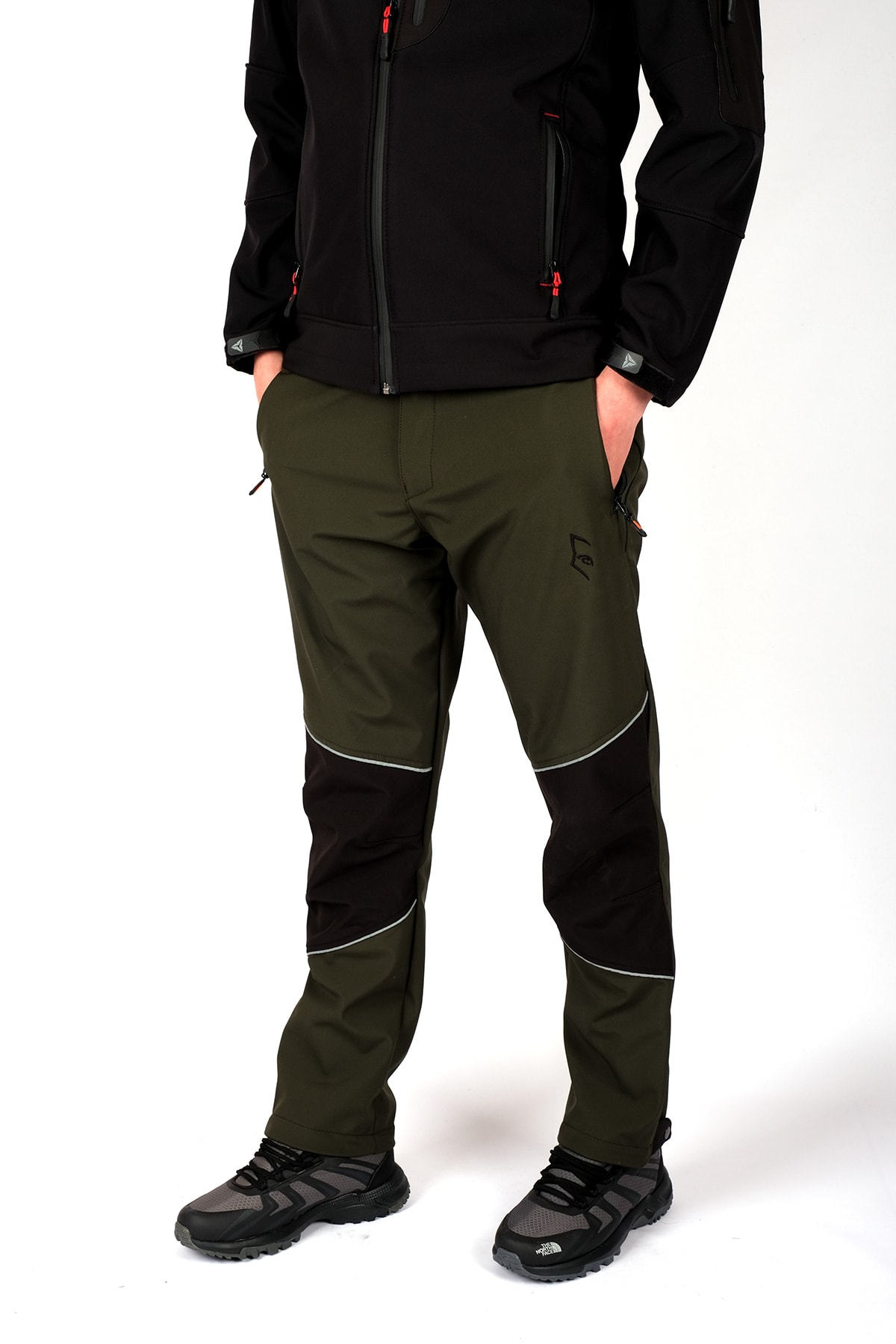 bombe Outdoor Softshell Erkek Pantolon Yeşil-Siyah