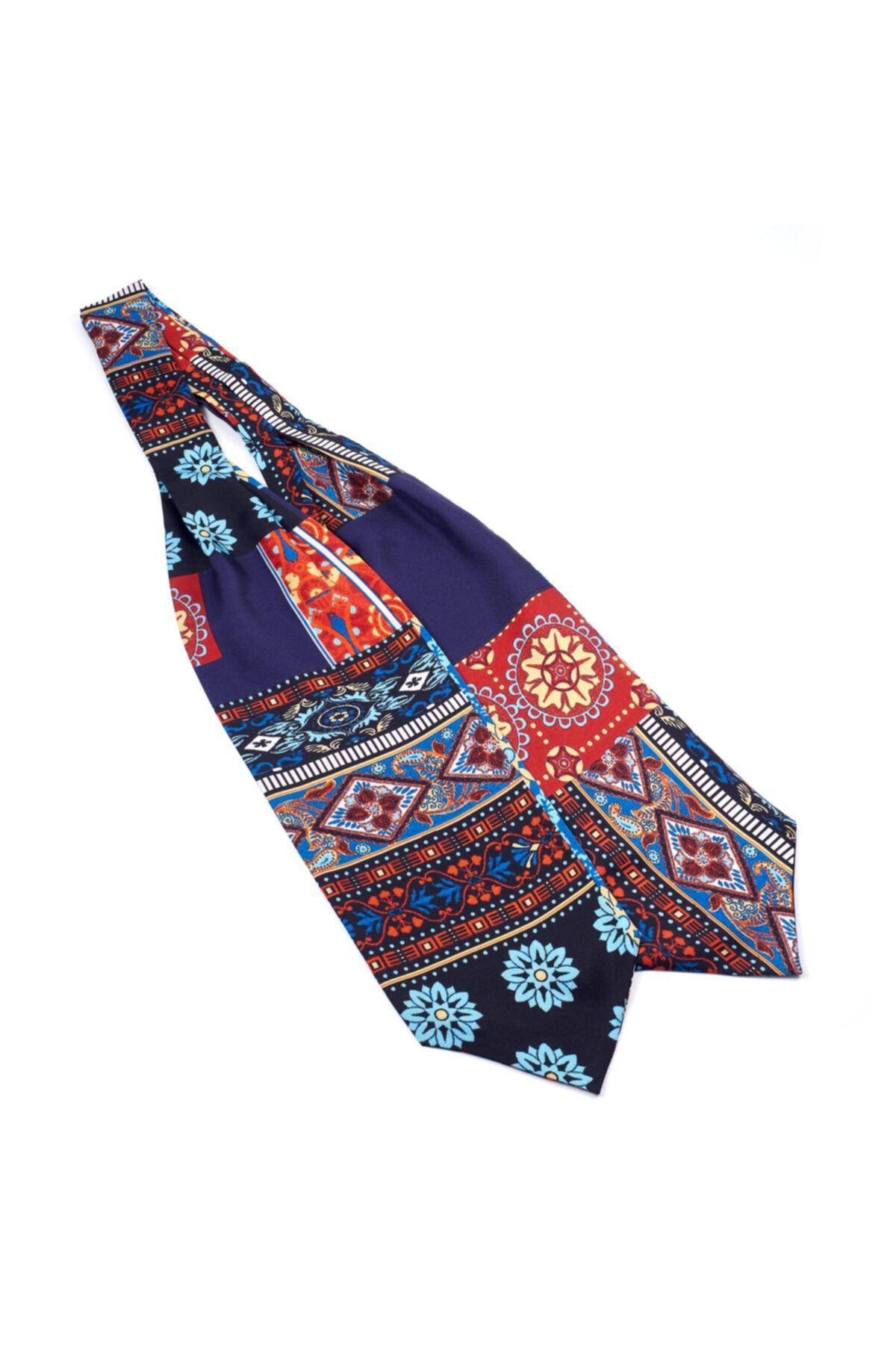 SEVEN ARMA Unisex Popy Koyu Toz Mavi Rengi Ipek Ascot Fular