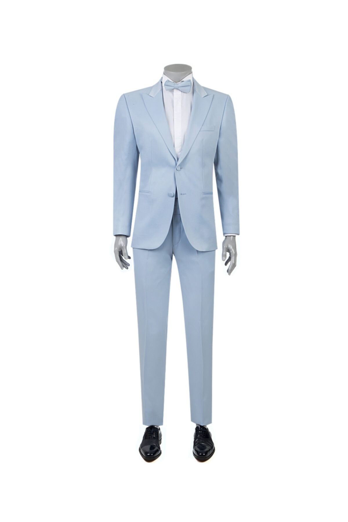 D'S Damat Slim Fit Slim Fit Mavi Jakar Desenli Smokin Takım Elbise