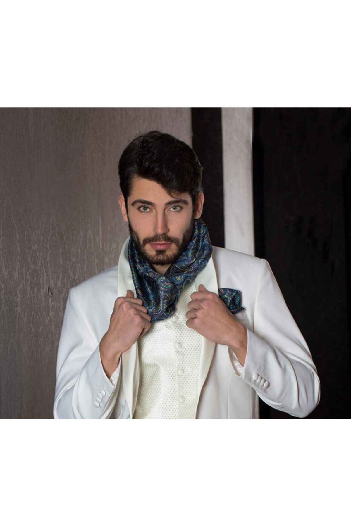 SEVEN ARMA Unisex Mavi Ve Bordo Rengi Zeus Ipek Vual