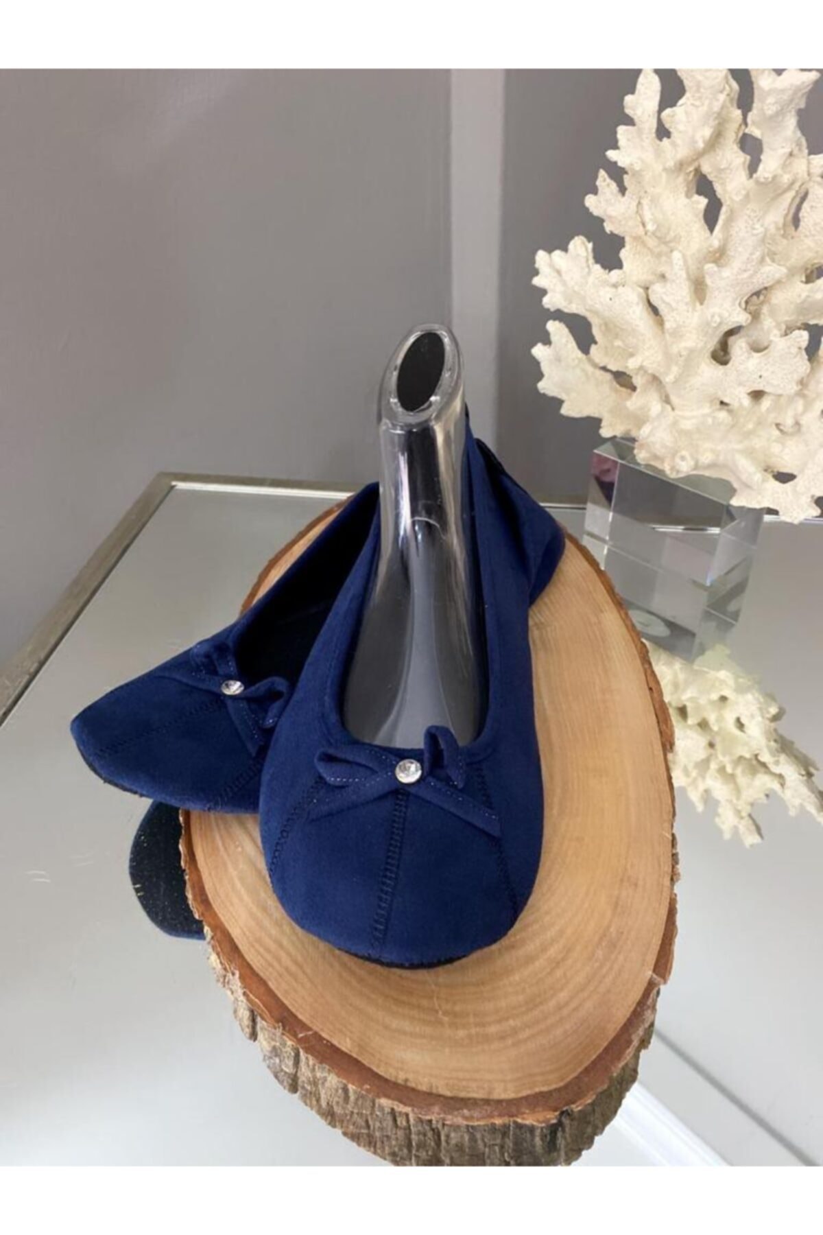 outhandmade Kadın Lacivert Yıkanabilir Kaymaz Ev Babeti Ev Patiği