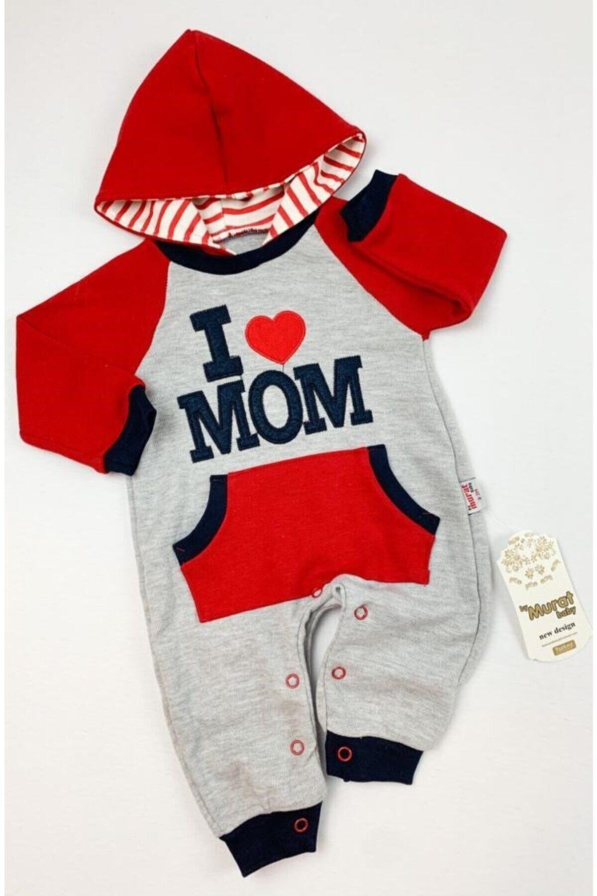 Murat Baby Cepli I Love Mom Baskılı Tulum
