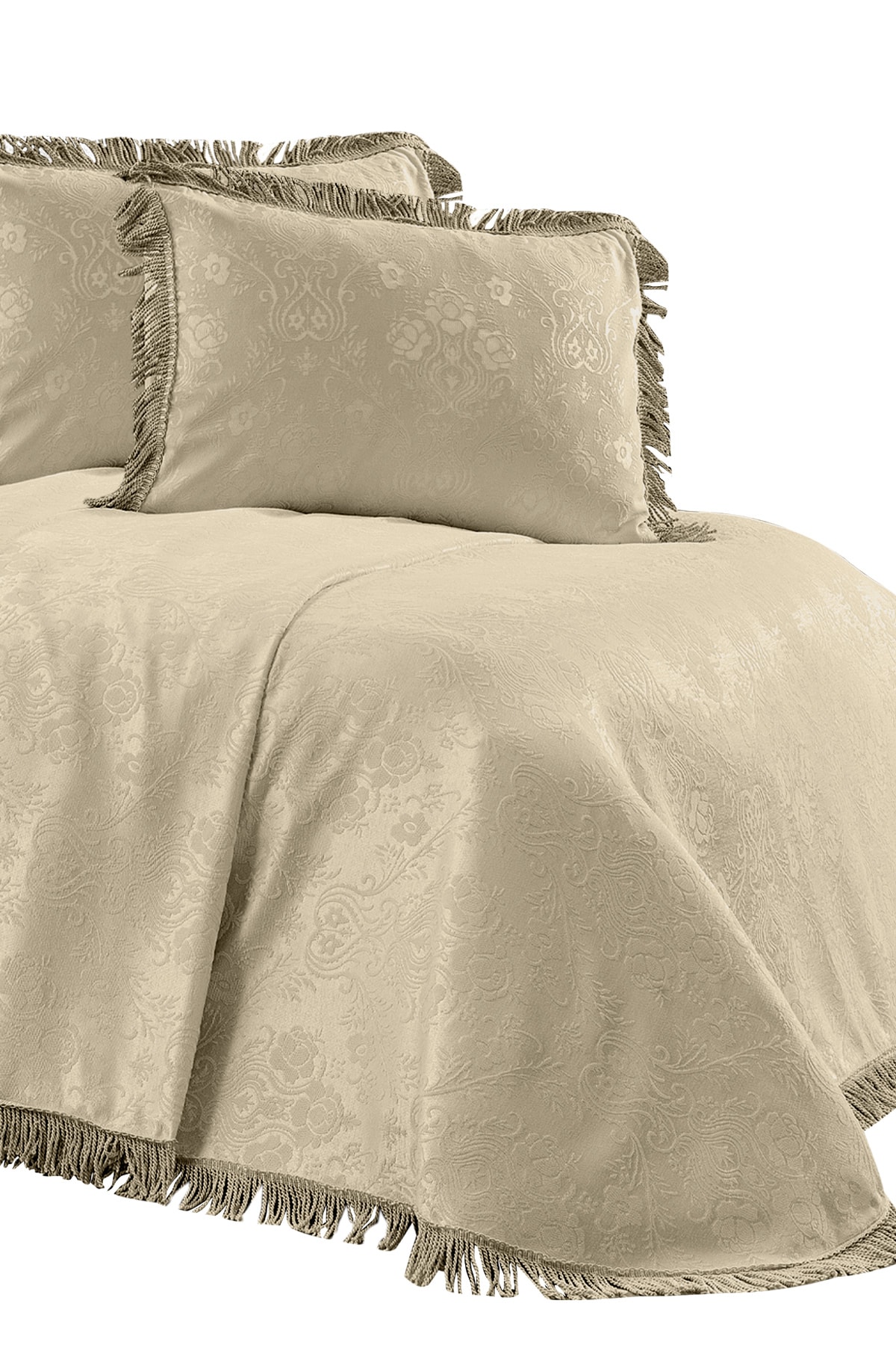 Nazik Home Bej Jakar Desenli 4 Mevsim Sultan Çift Kişilik Yatak Örtüsü