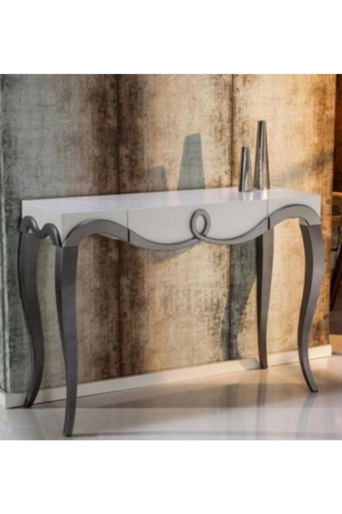 NATURAL HOME Avangart Beyaz Gümüş Damla Dresuar