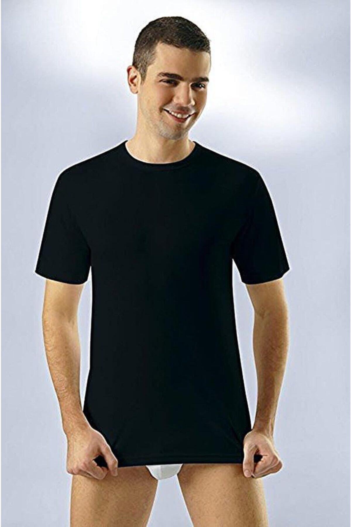 Anıt Erkek Siyah Ribana Sıfır Yaka Kollu Fanila 1107