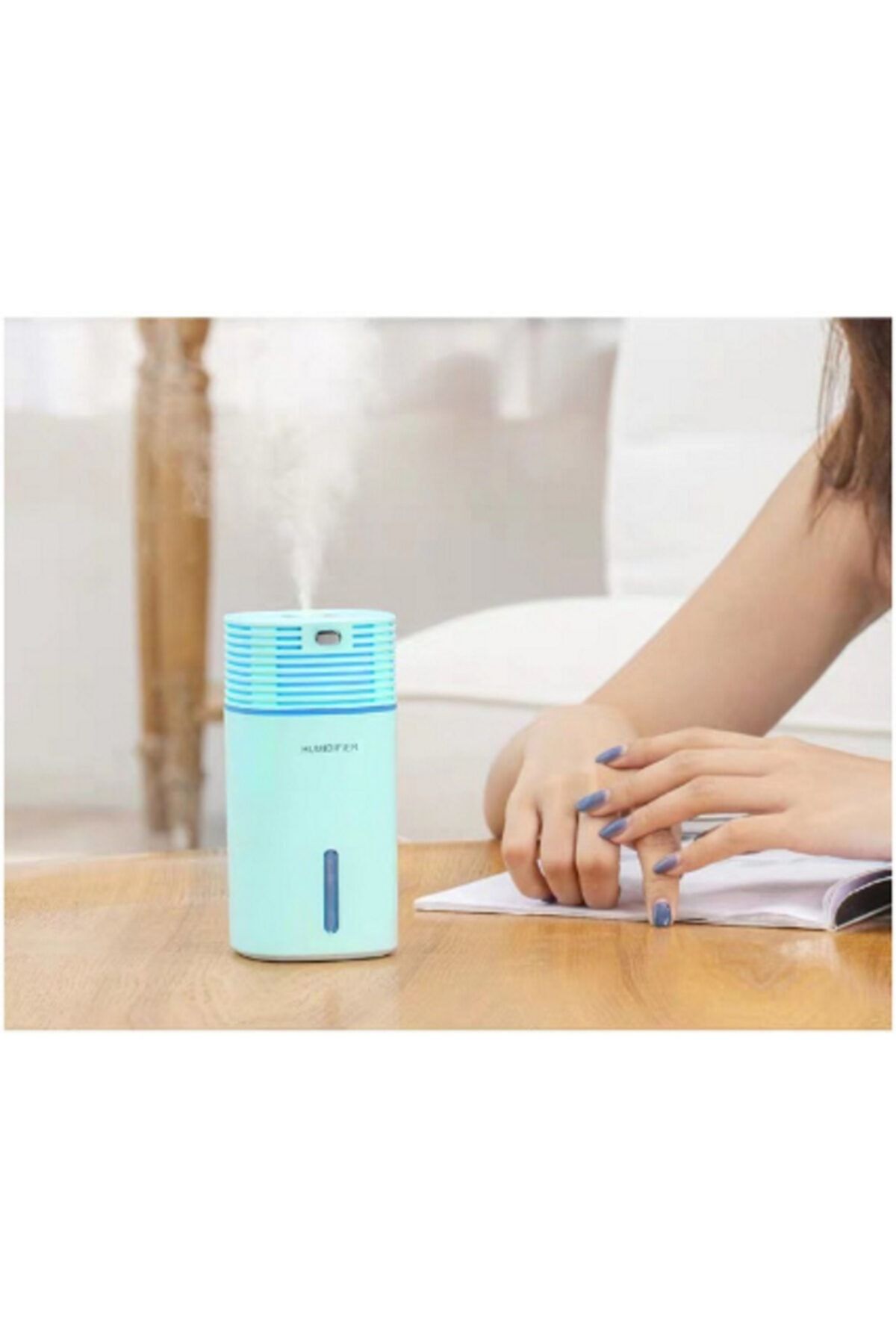 M90 Mavi Işıklı Su Hazneli Hava Nemlendirici Buhar Makinesi Aroma Nemlendirici 255ml Humıdifer