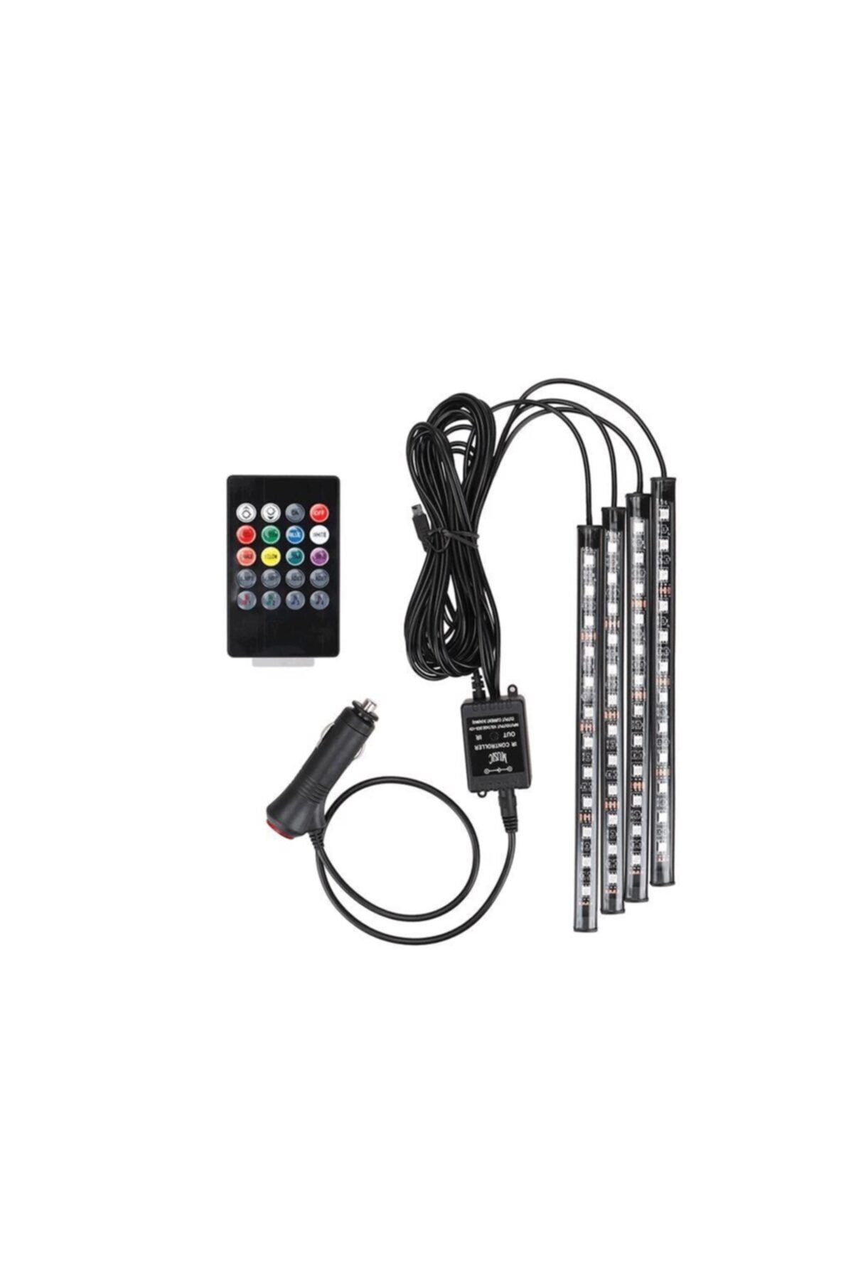 EROĞLU Araç Içi Aydınlatma Kumandalı Müziğe Duyarlı 12 Led Ayak Altı Led -7 Renk Rgb