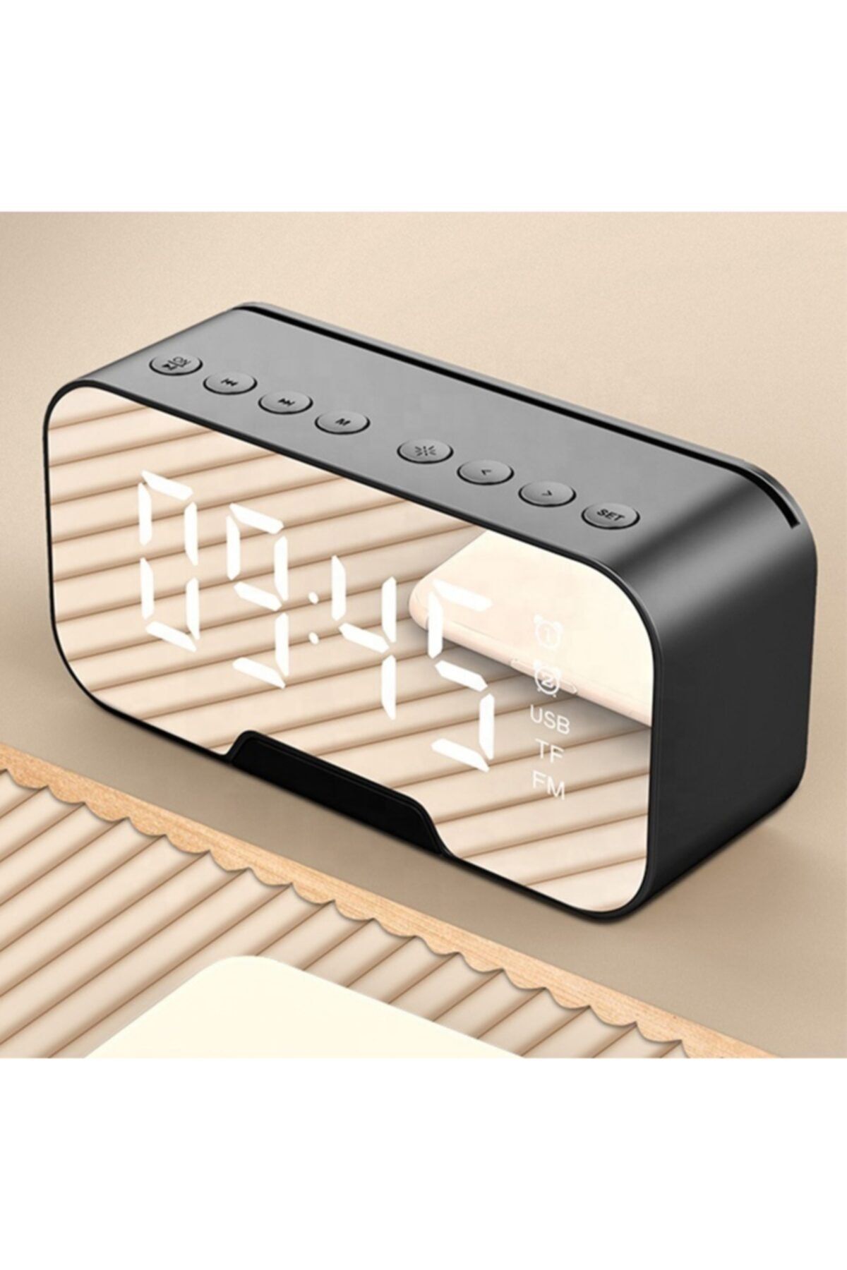gaman Dijital Masa Saati Bluetooth Hoparlör Fm Radyo Çalar Alarm Derece Sd Kart