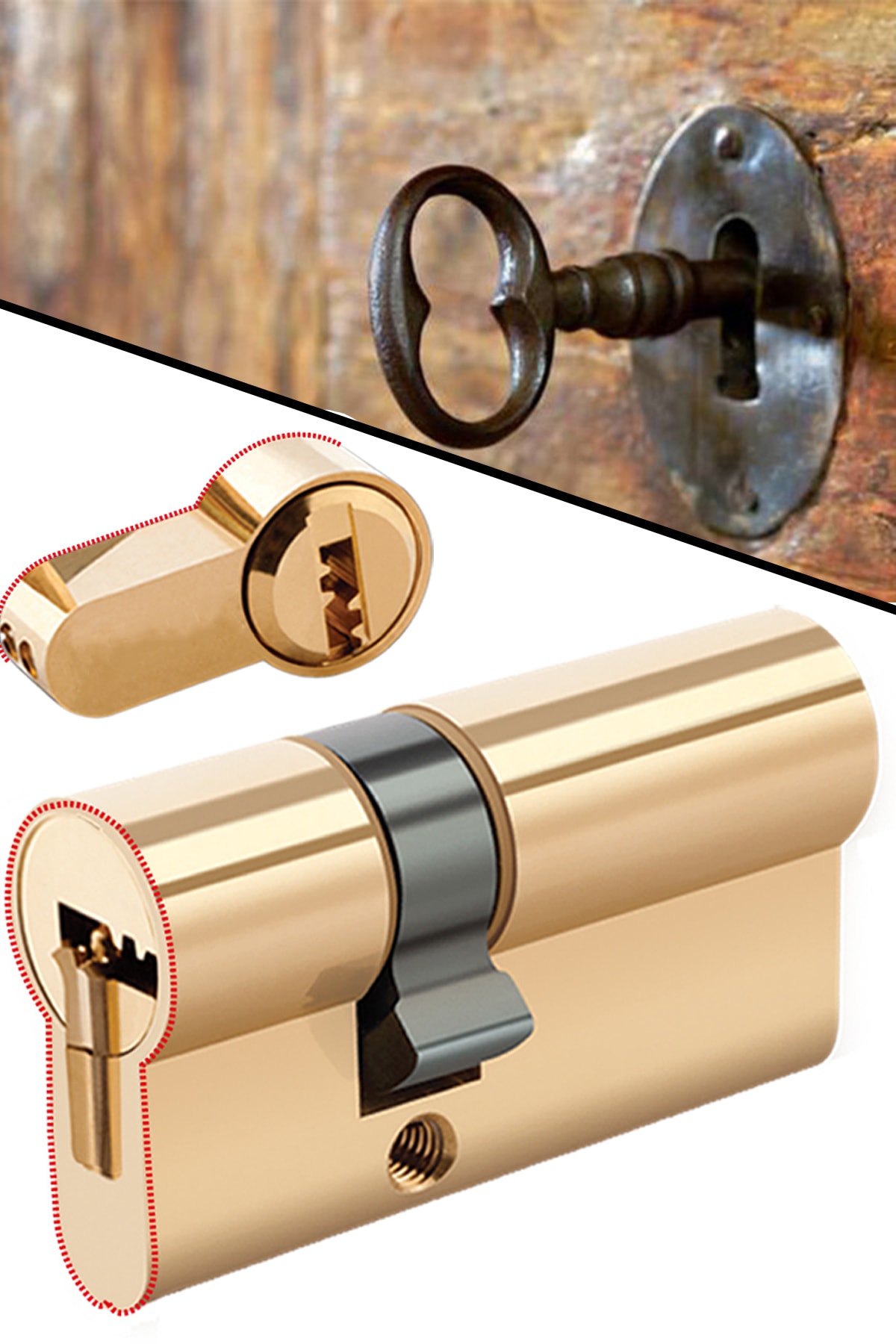 Mobee Mar-fall Balkon Kapı Kilit Göbeği 68mm Gold Barel 1410