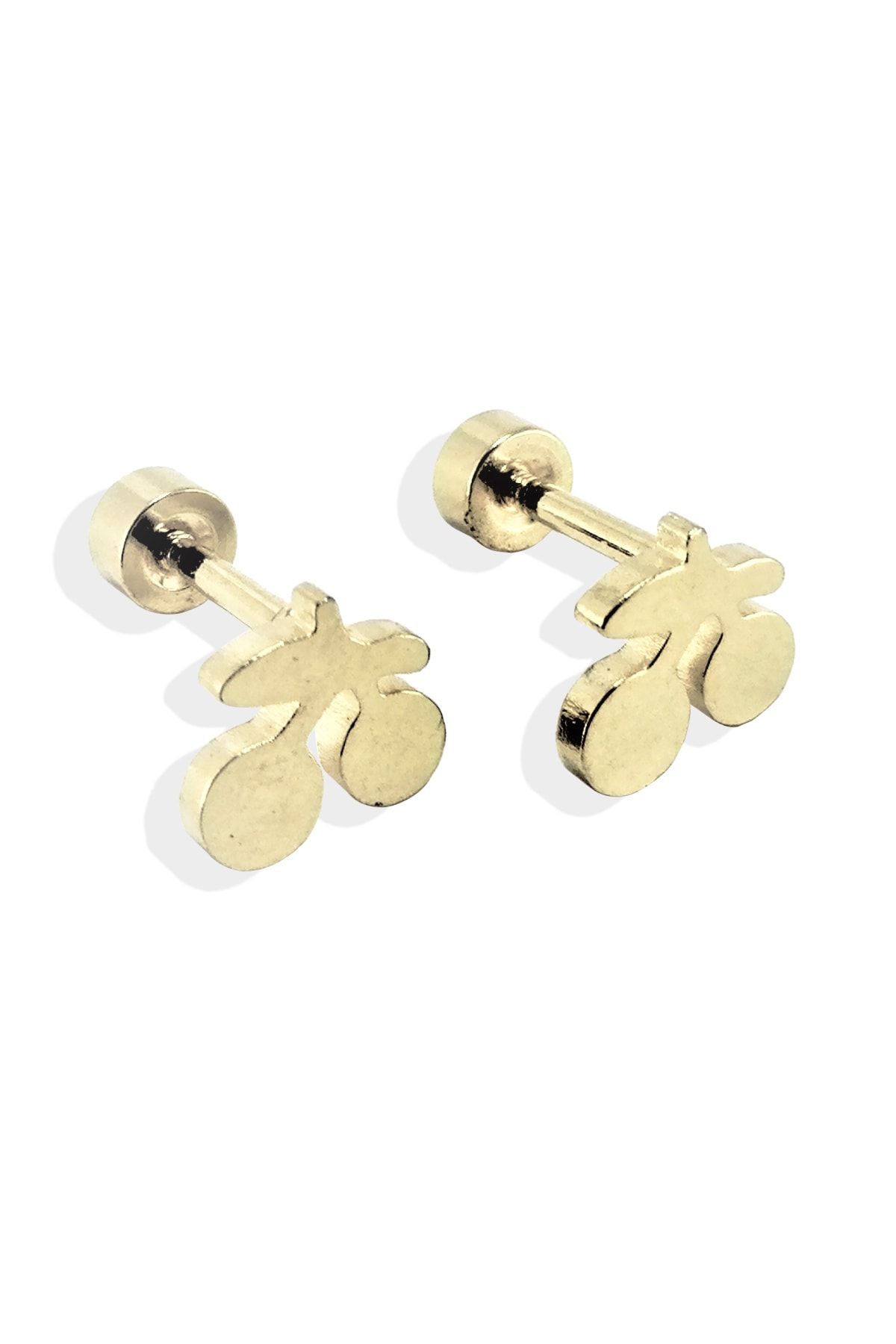 TÜKKAN ACCESSORİES 316l Cerrahi Çelik Gold Kaplama Kiraz Figür Kıkırdak,tragus,kulak Piercing