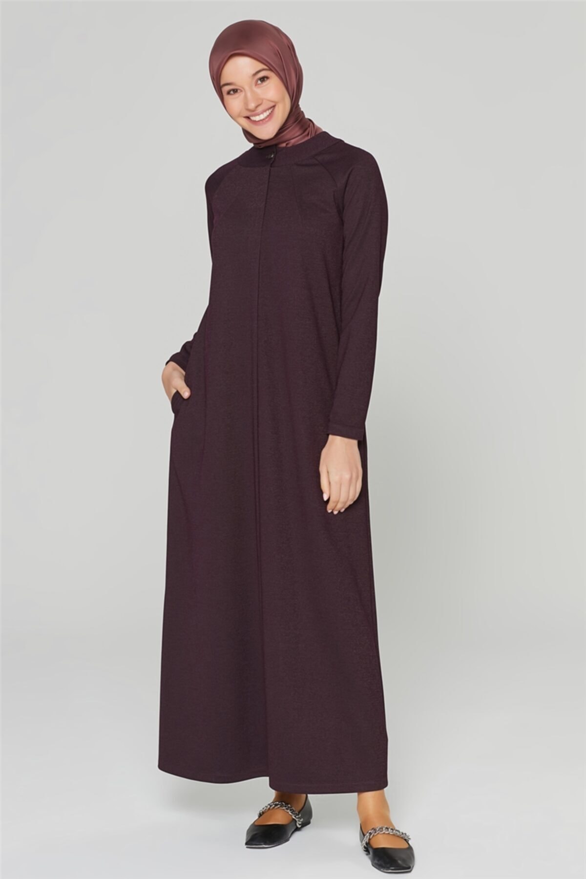 Armine Kadın Mor Düz Pardesü 20ka5002