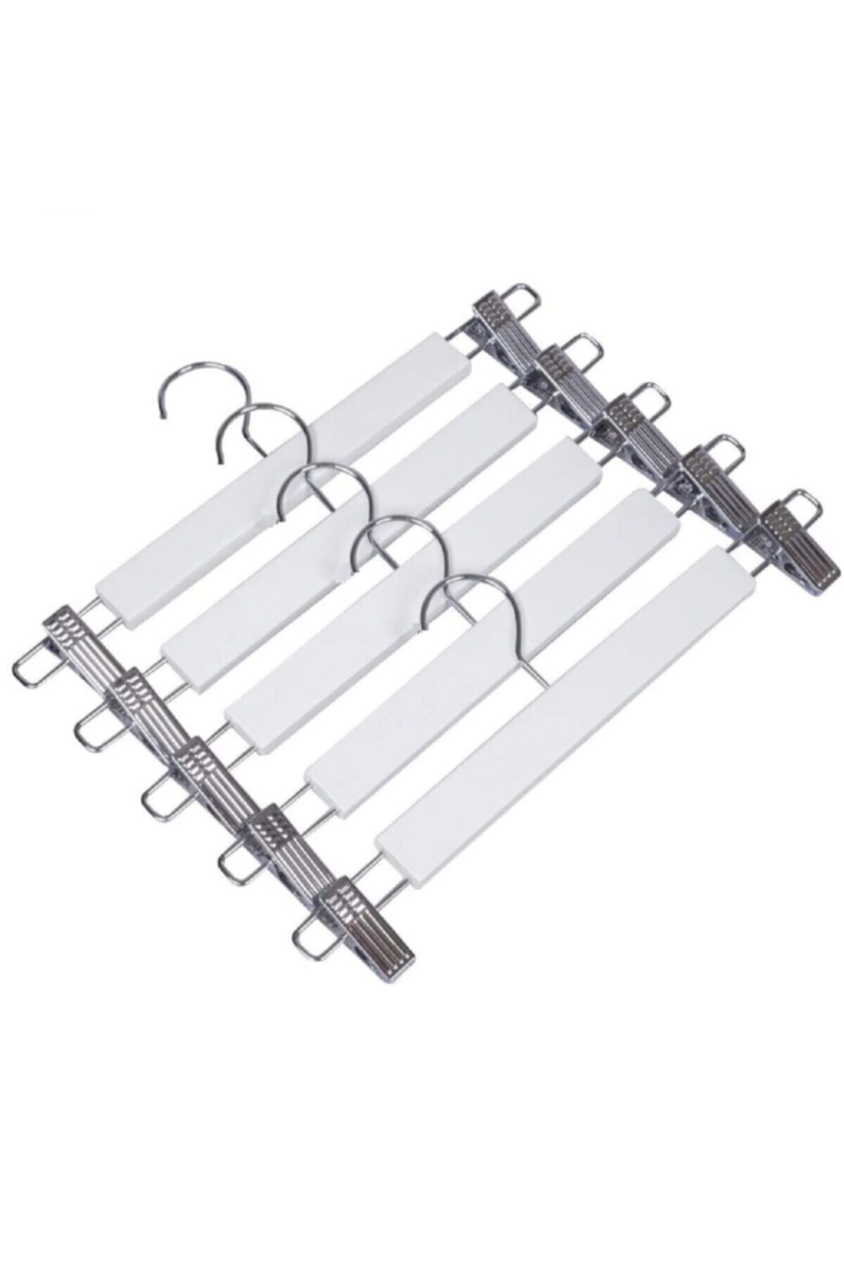 Vip Home Concept Elbise Kıyafet Askısı Ahşap Mandallı Pantolon Etek Askısı 15 Adet Beyaz