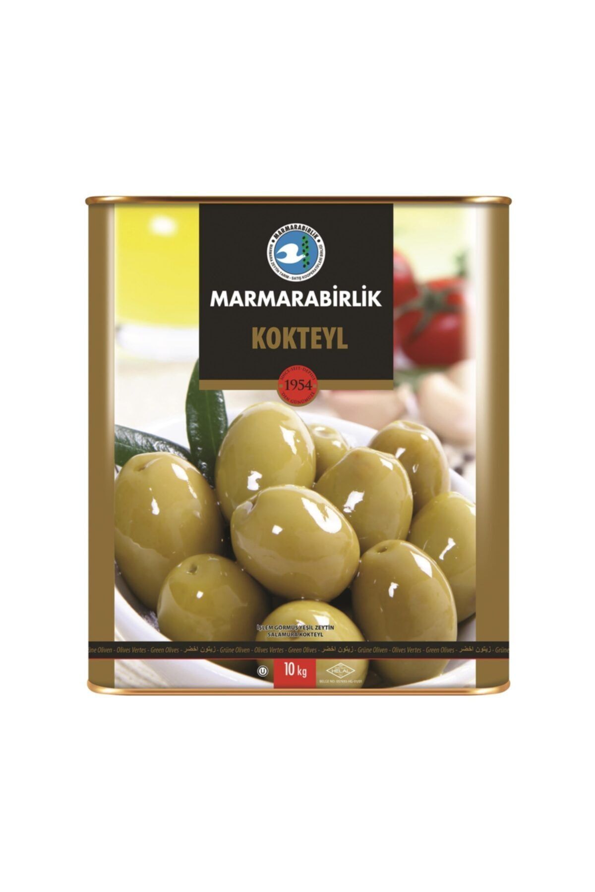 MarmaraBirlik 3xl Kokteyl Yeşil Zeytin 161-180 10 kg Teneke