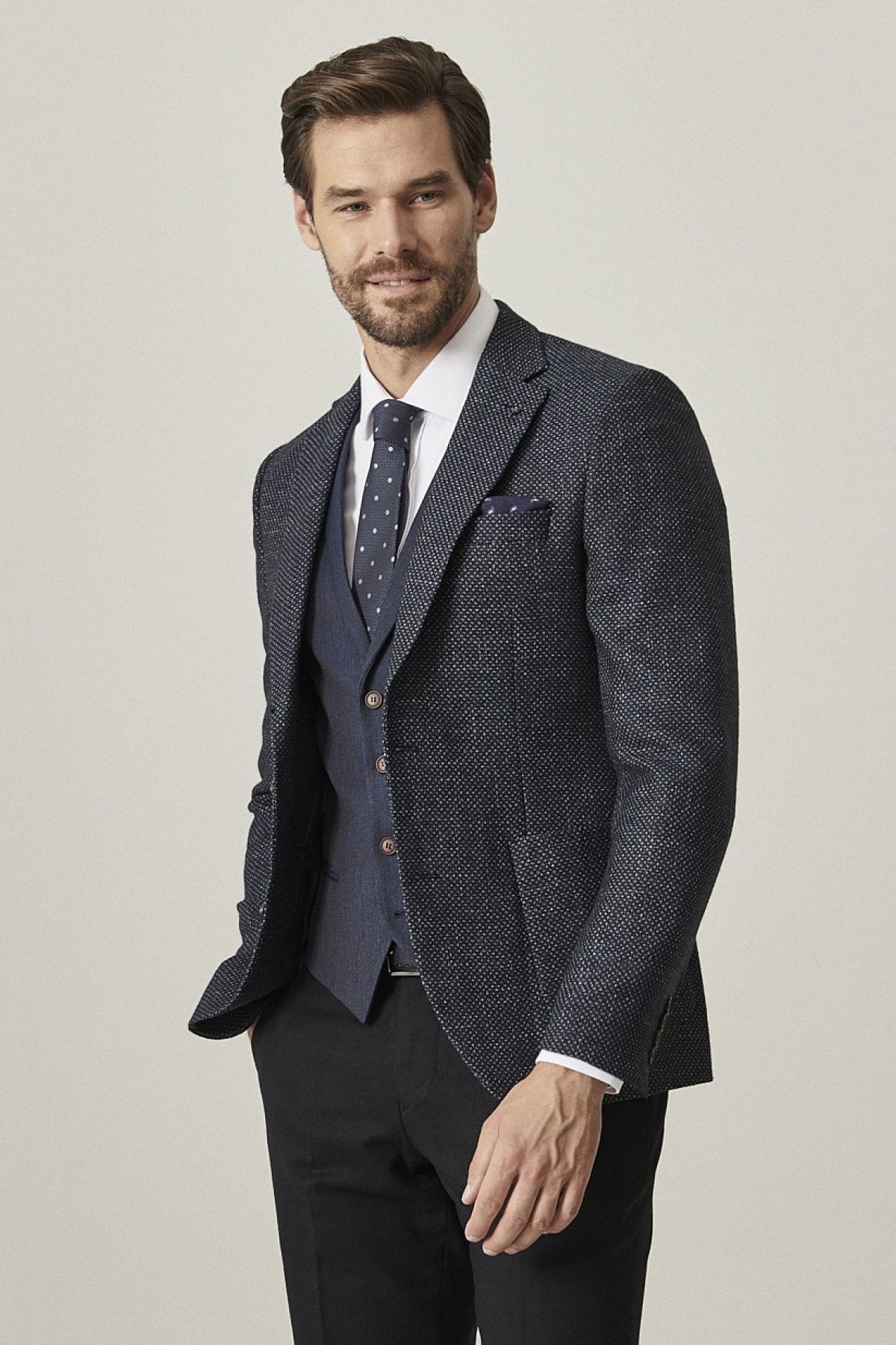 ALTINYILDIZ CLASSICS Erkek Lacivert-Gri Slim Fit Kombinli Takım Elbise