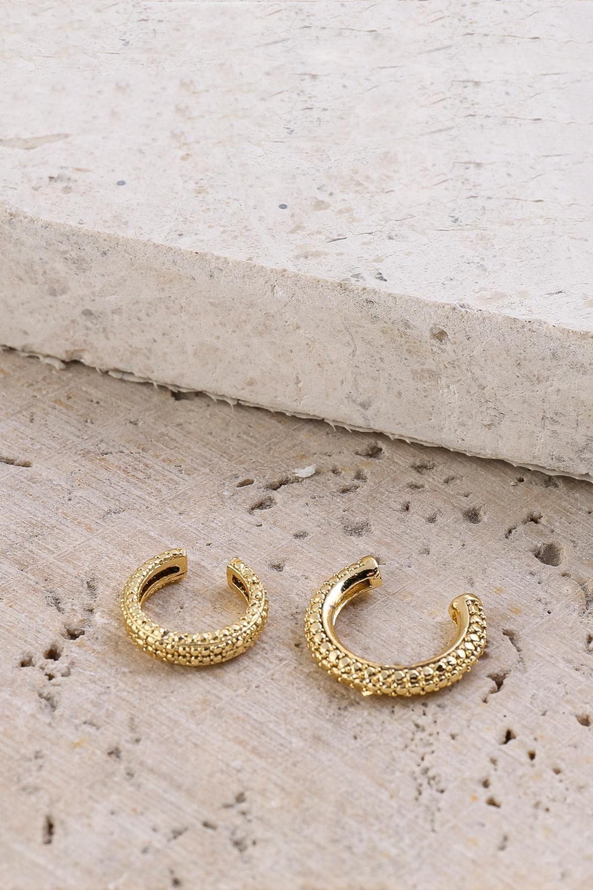 New Obsessions Kadın Altın Halkalar Kıkırdak Küpe Set 2'li