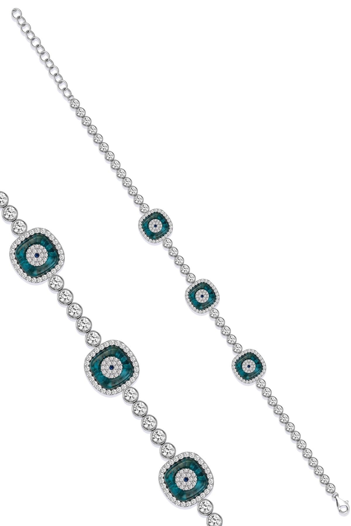 Acrux Jewellery Su Yolu Nazar Boncuklu  Gümüş Bileklik