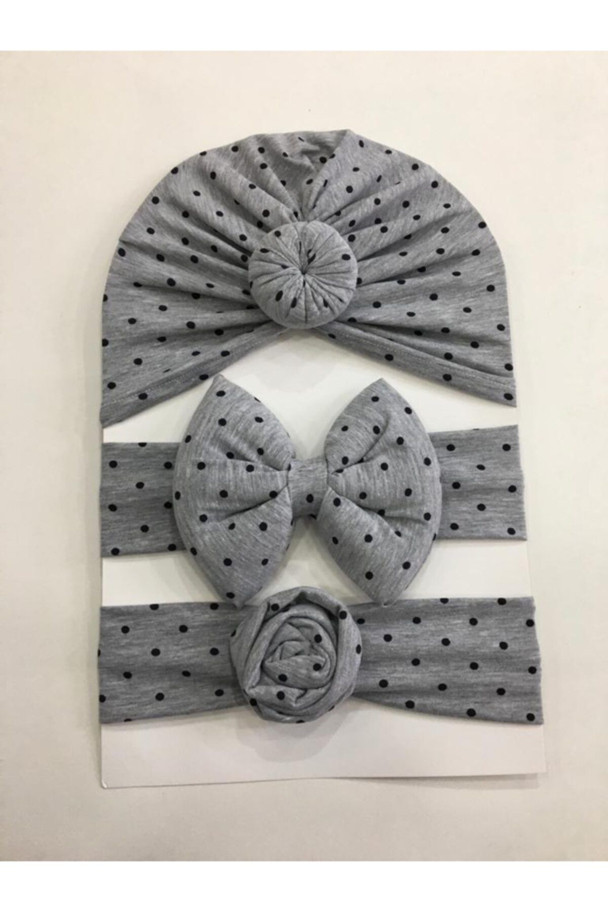 BİRCAN BABY Kız  Bebek  Gri  Bone Bandana Kombin