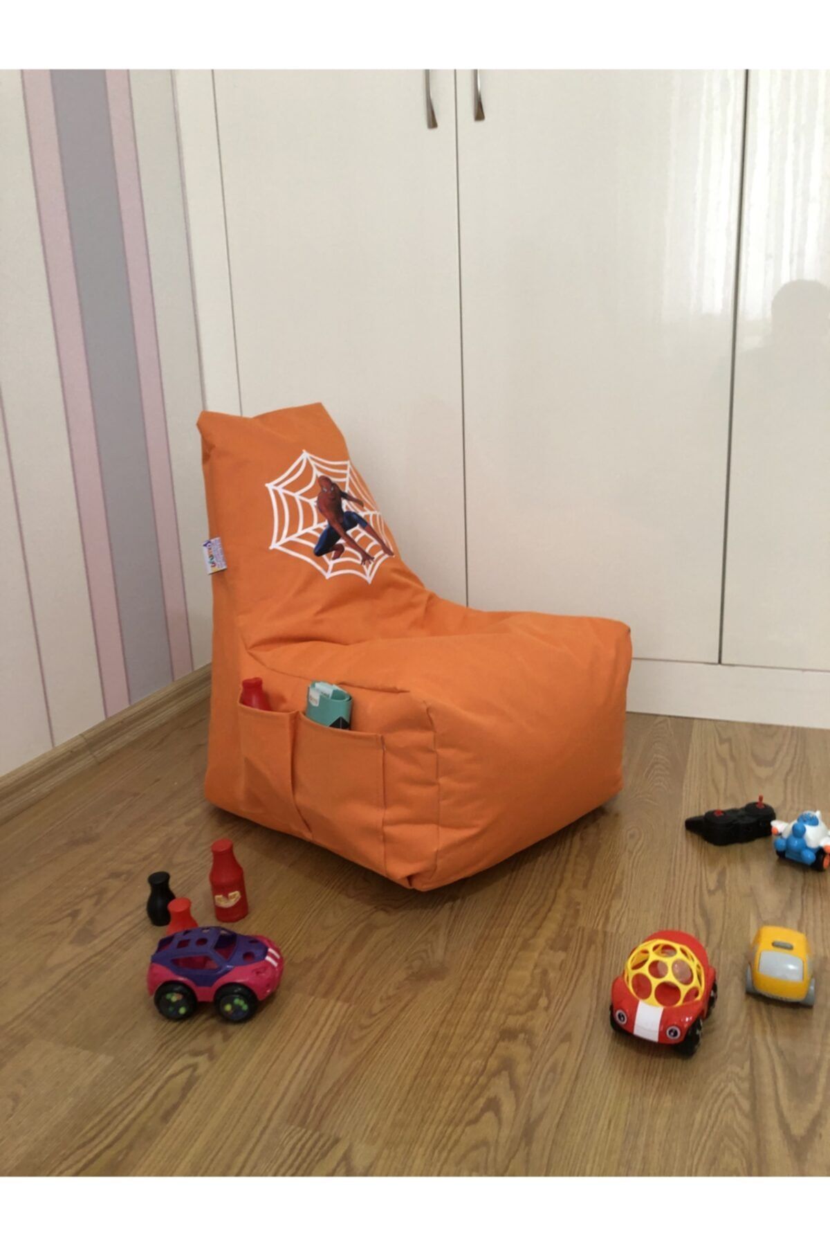 Pufumo Spıderman Çocuk Armut Puf Koltuğu Turuncu ( 1-8 Yaş )