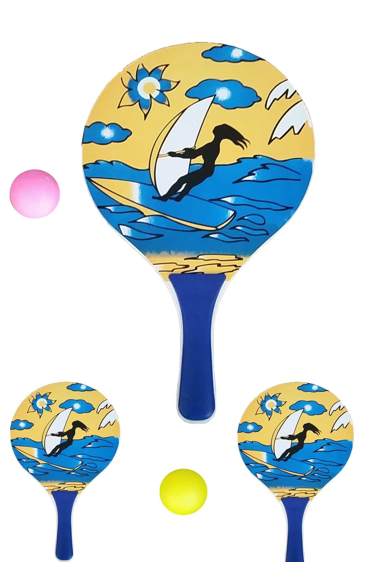 AKTOYS Beach Ball Tahta Raket Iki Adet Raket Bir Adet Top Mevcut.