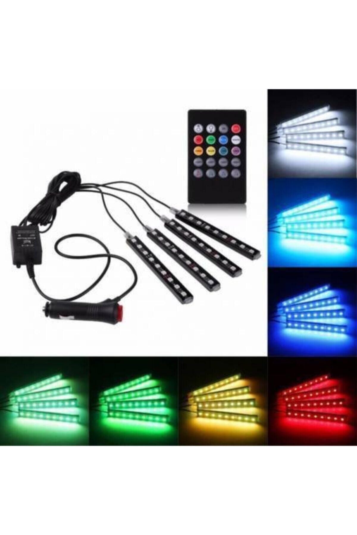 DORCAR Araç Içi Led Ayak Altı Led 4x9 Led Rgb, Müzik Ritim Algılama Sese Duyarlı Ayak Altı Led