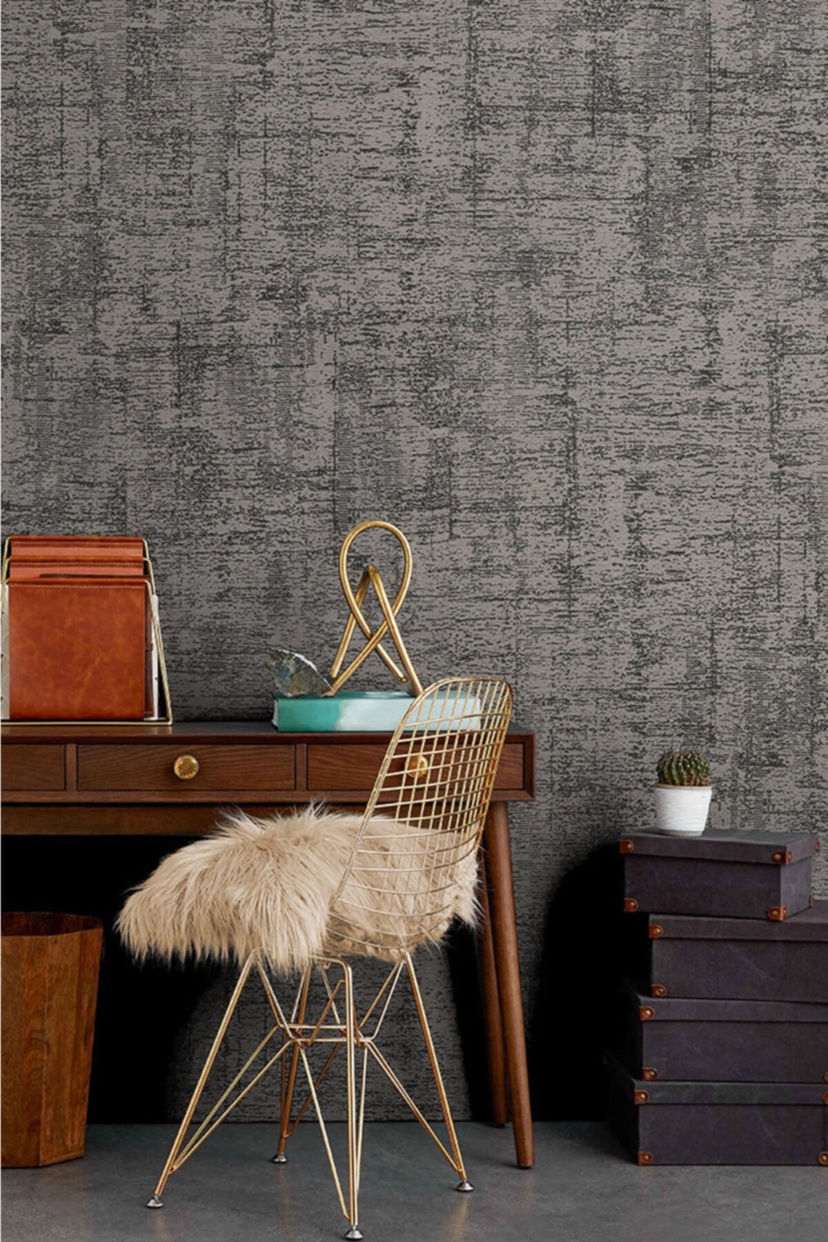 Decowall Astor Antrasit Sade Kabartmalı Duvar Kağıdı 104-04