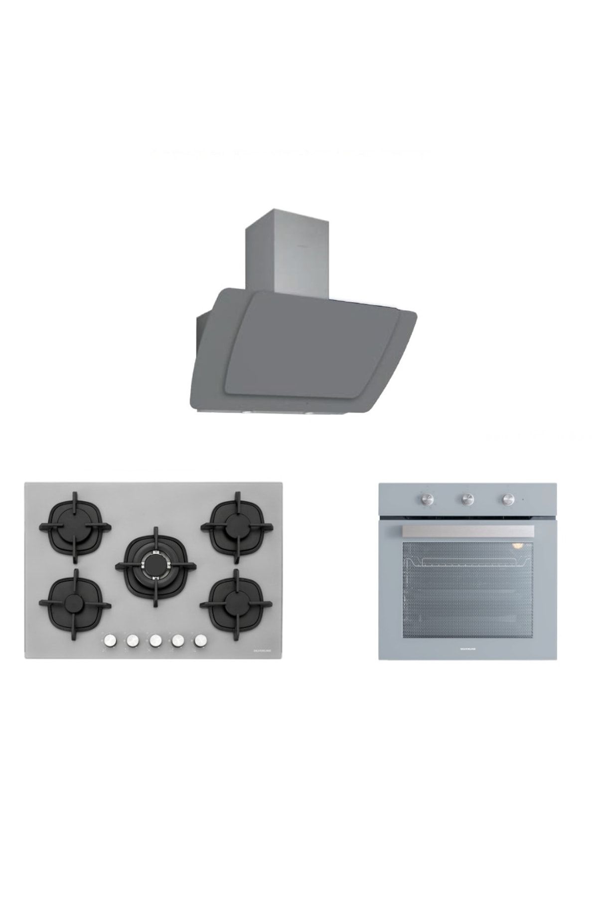Silverline Gri Cam Ankastre Set 5 Yıl Garanti (3373 Misto 90+cs5364s01+bo6503s01)