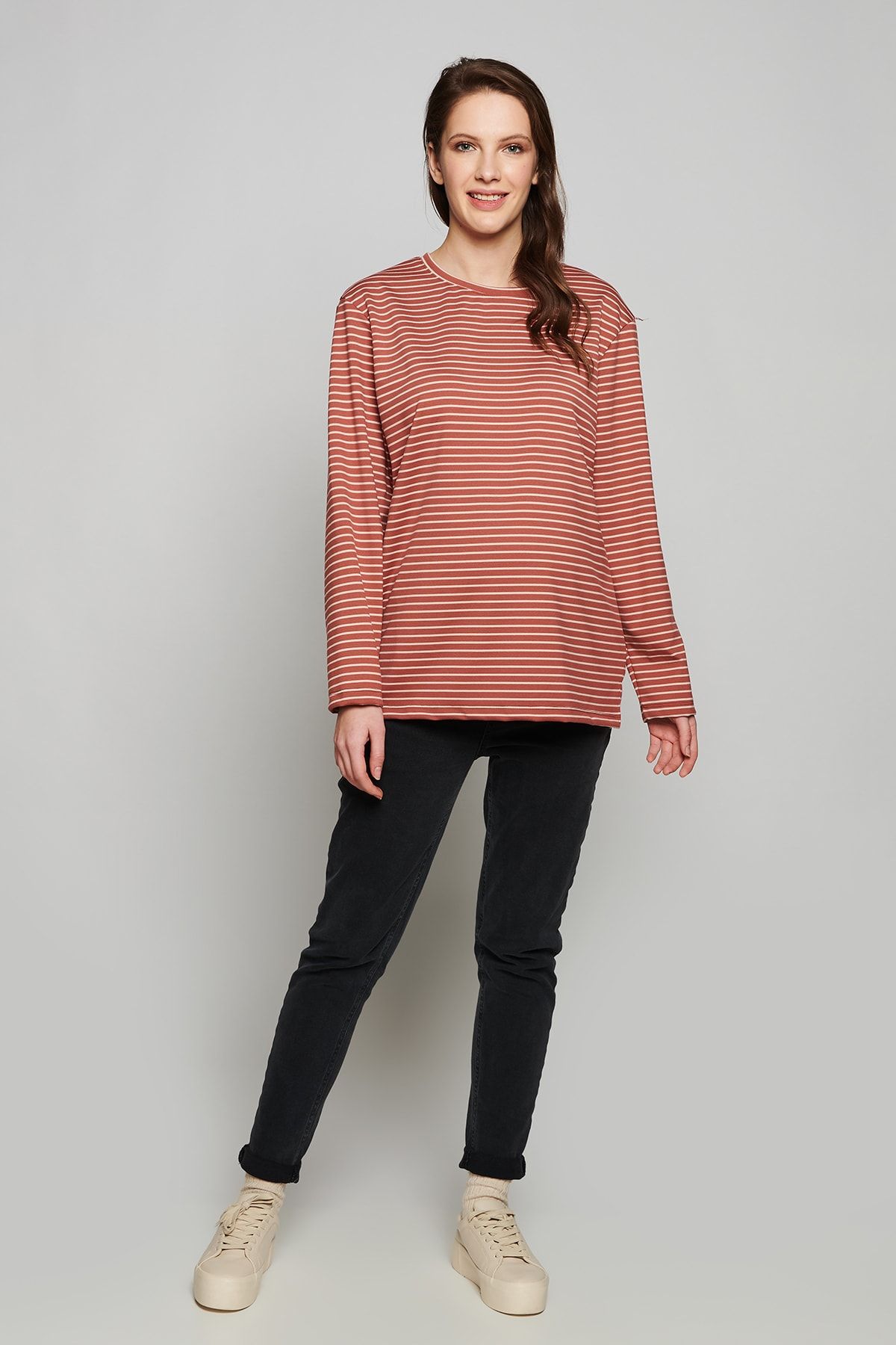 LYN MAMA Kadın Kiremit Hamile Ruby Sweatshirt