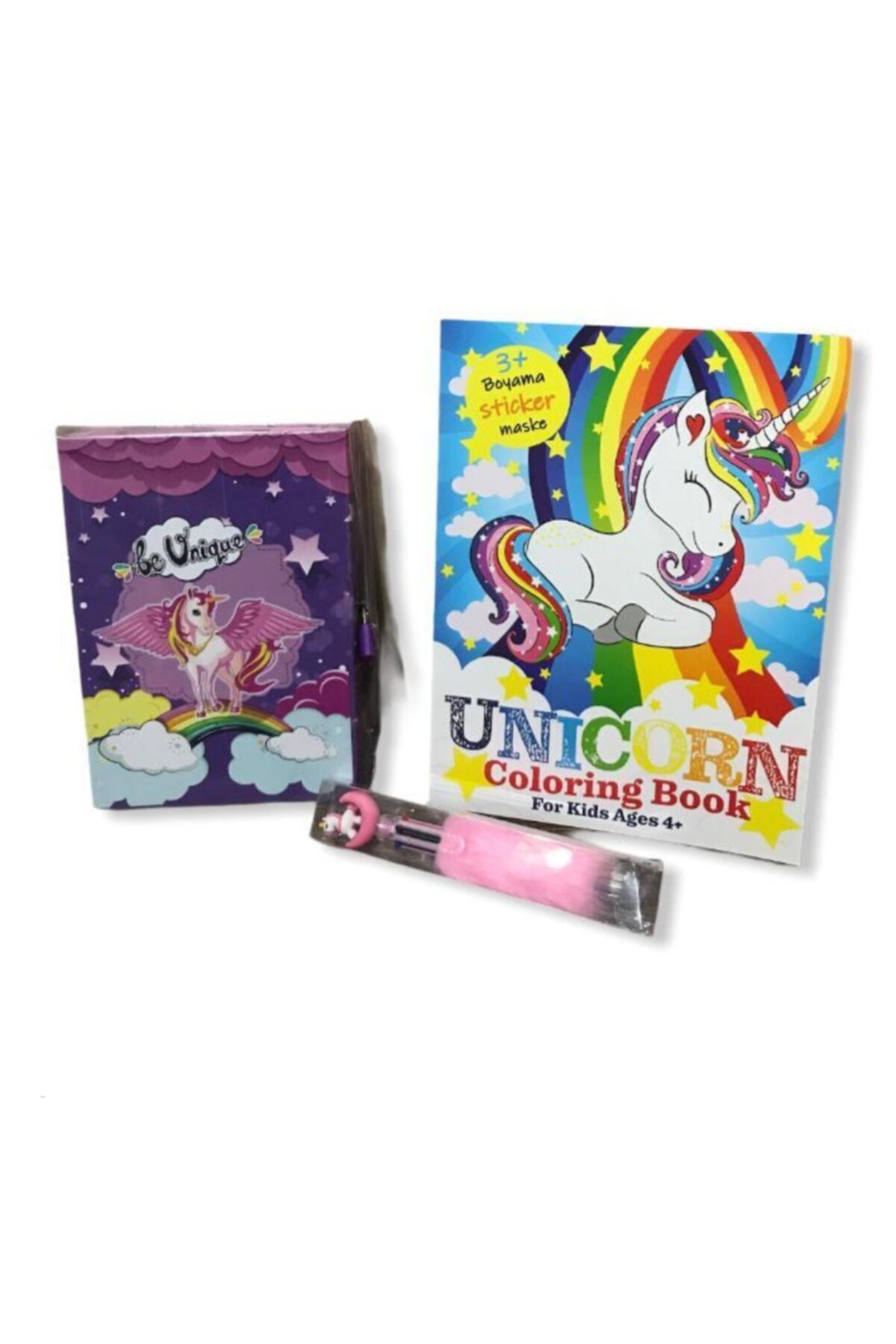 Mikro Karya Unicorn Hatıra Defteri + Unicorn Peluşlu 6 Renkli Kalem Boyama Defteri Hediyemizdir.