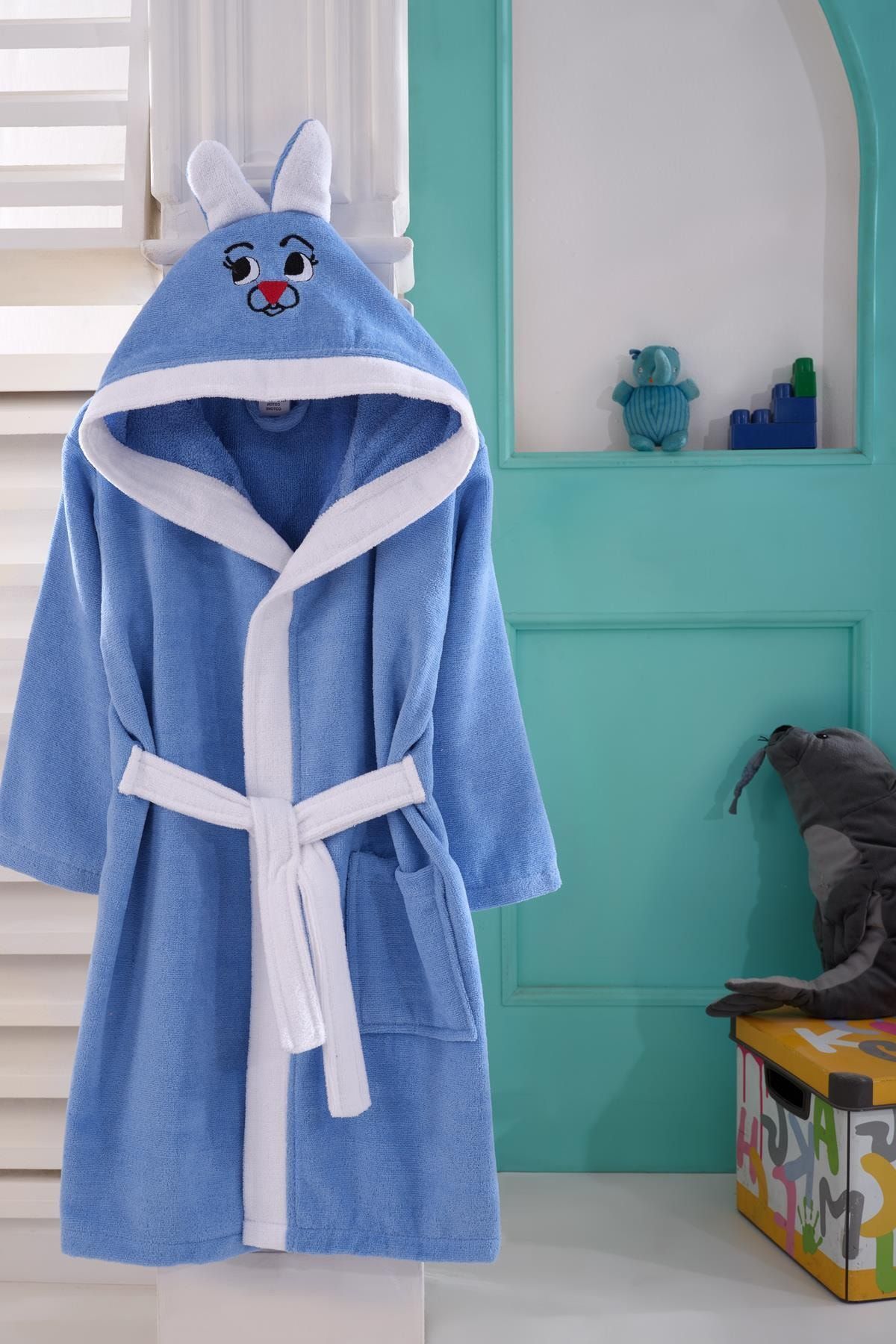 Yatex Home Collection % 100 Pamuk Kapşonlu Çocuk Bornozu