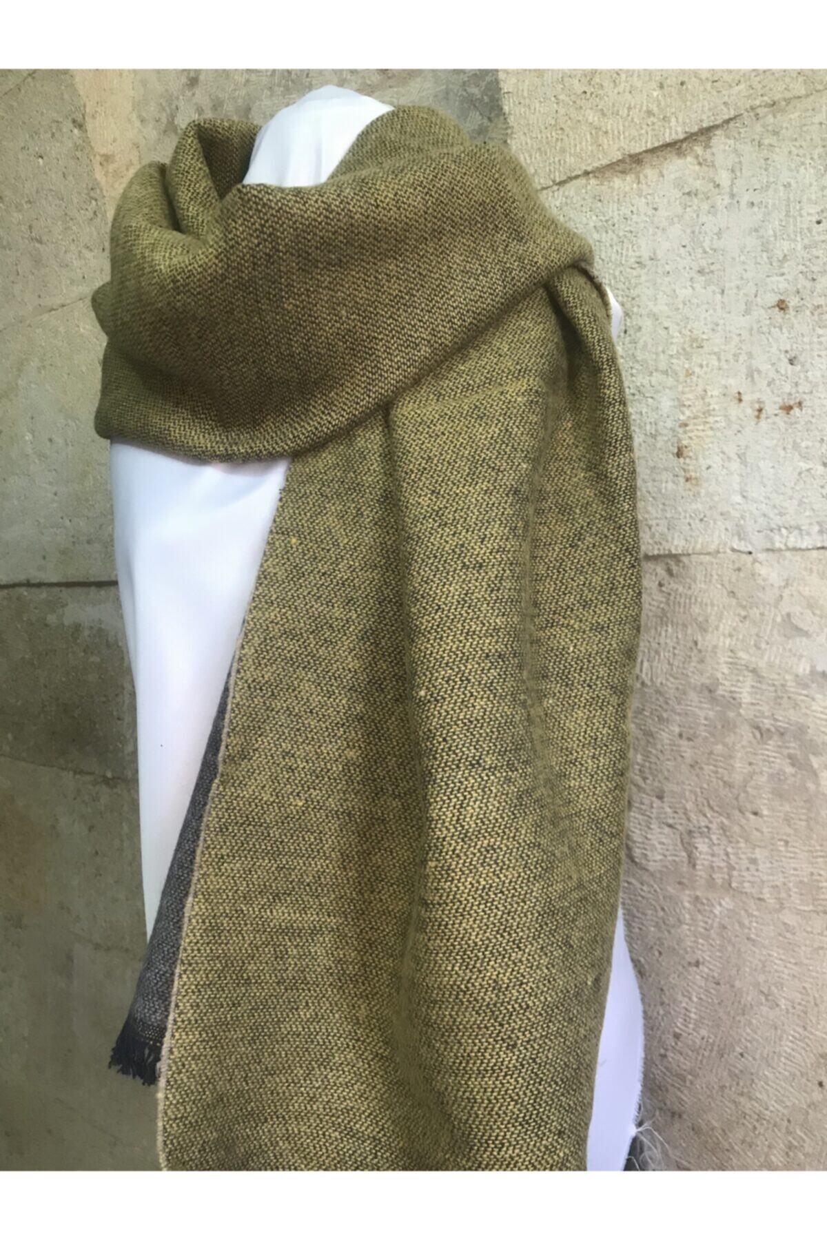 Ebru Sanat Evi Unisex Basic Sarı Yünlü Atkı