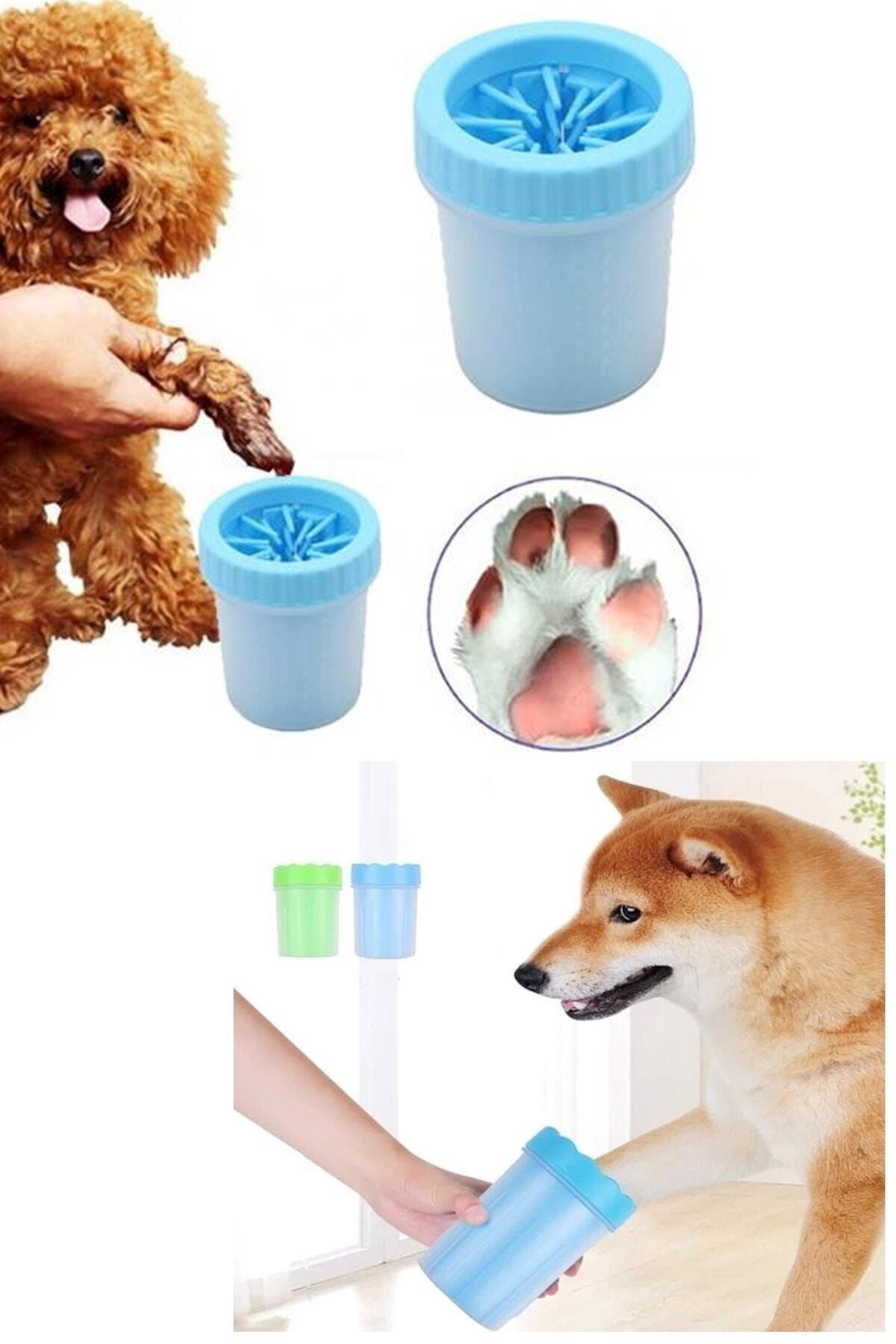 İndirimKap Silikon Jel Fırçalı Kedi Köpek Pati Ayak Yıkama Kovası (küçük) Soft Gentle