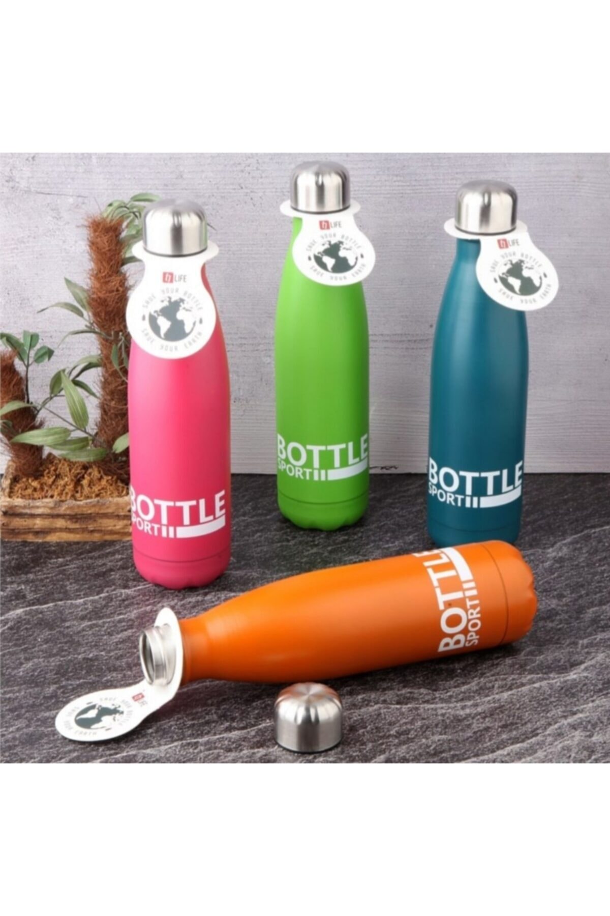 Tohana Renkli Çelik Matara (Bottle Sport) 750 ml Çap 7 Cm Yükseklik 27 Cm