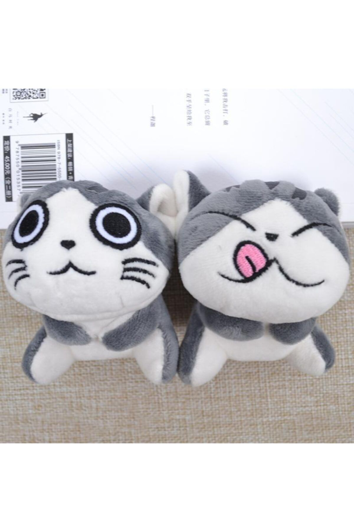 Nettenevime 2 Li Peluş Gri Yavru Kedi Ler Anahtarlık Çanta Süsü Peluş Anahtarlık