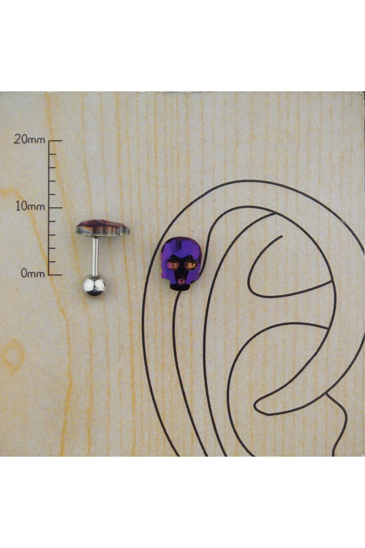 TAKIDAN Kurukafa Zirkon Mor Cerrahi Çelik Kıkırdak Tragus Conch Piercing&küpe 6mm