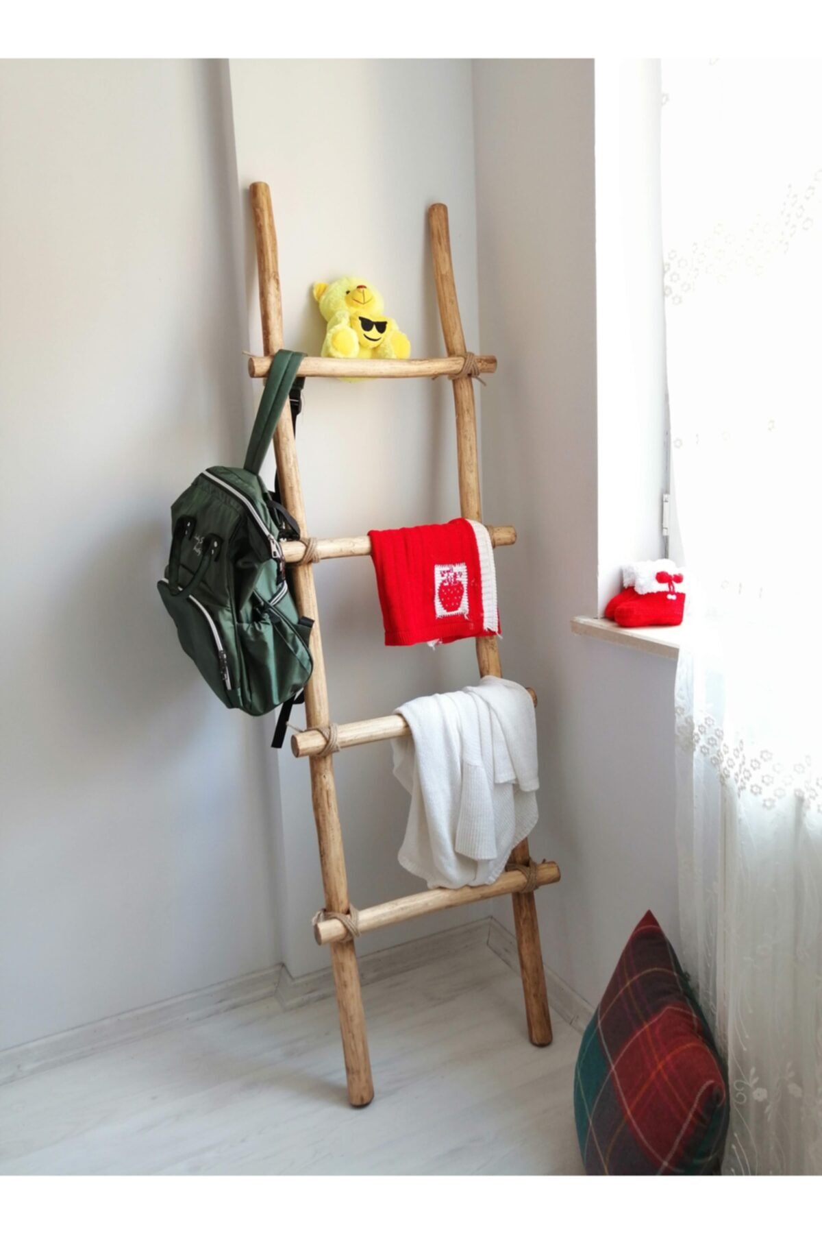 Özel Yapım Kawi Wood Masif Ahşap Merdiven (4 Basamaklı-jut Halatlı Tasarım)